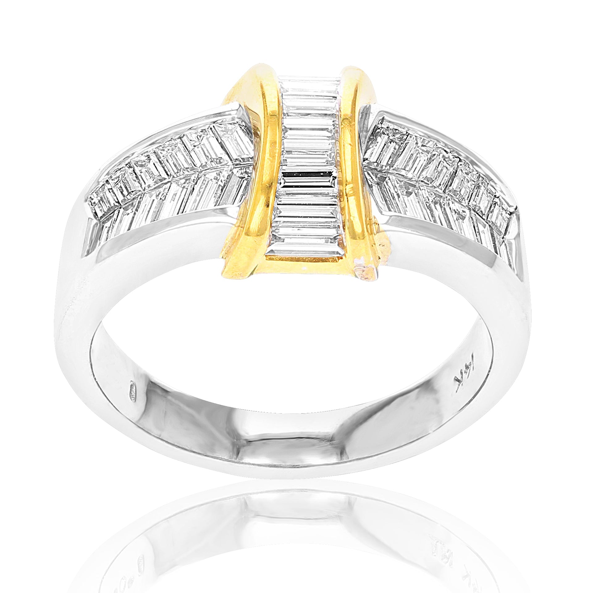 1.10 cttw Baguette Diamond Wedding Band 14K Yellow and White Gold Channel