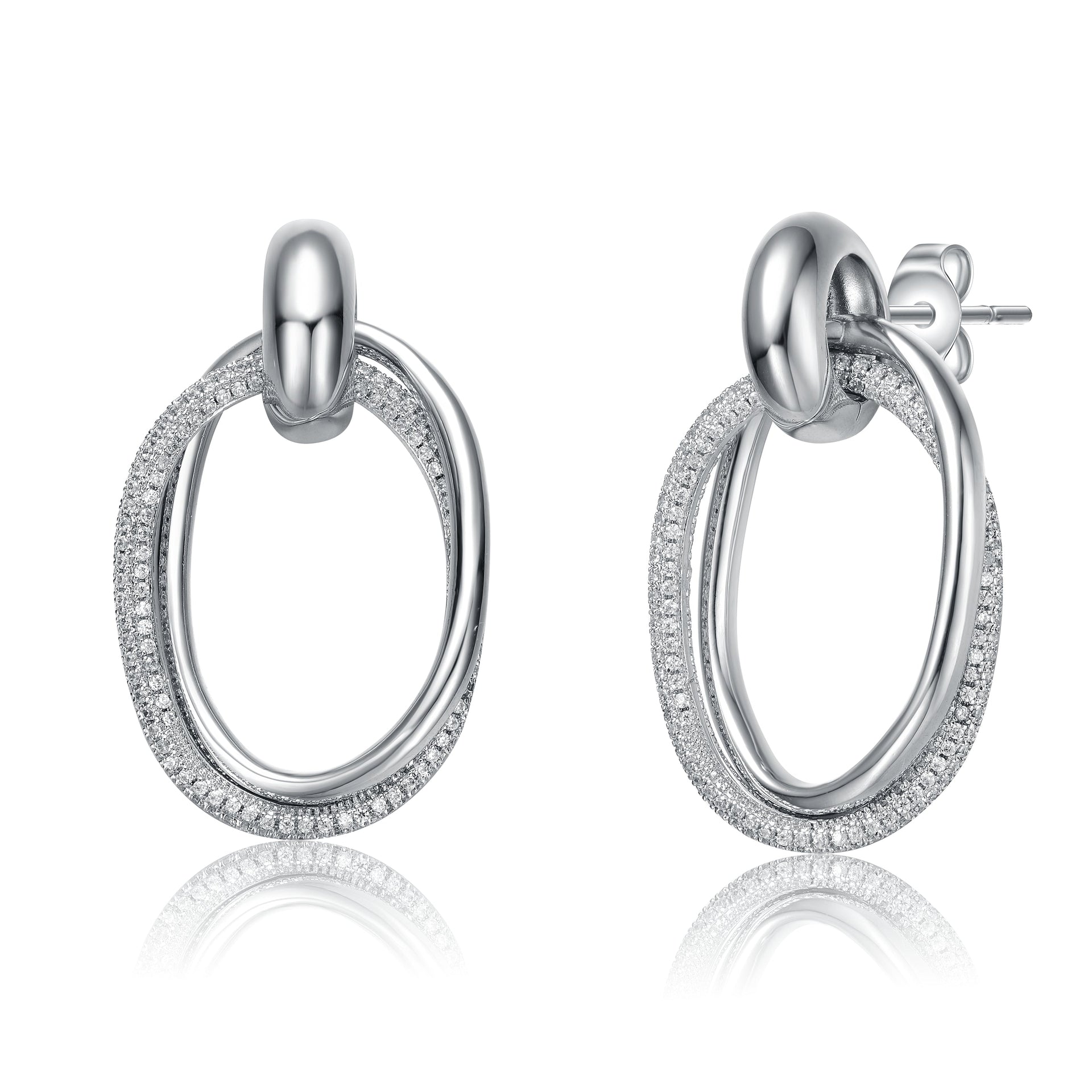 Sterling Silver White Gold Plated Cubic Zirconia Drop Earrings