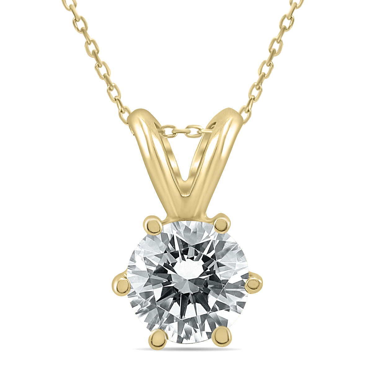 Ags Certified 3/4 Carat 6 Prong Diamond Solitaire Pendant In 14K