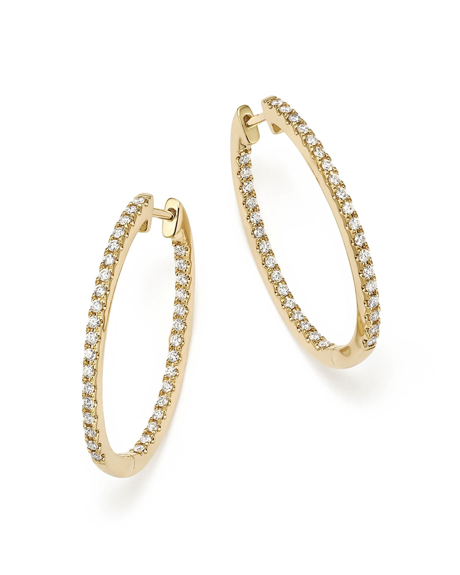 Diamond Oval Hoops in 14K Yellow Gold, .60 ct. t.w. - Exclusive