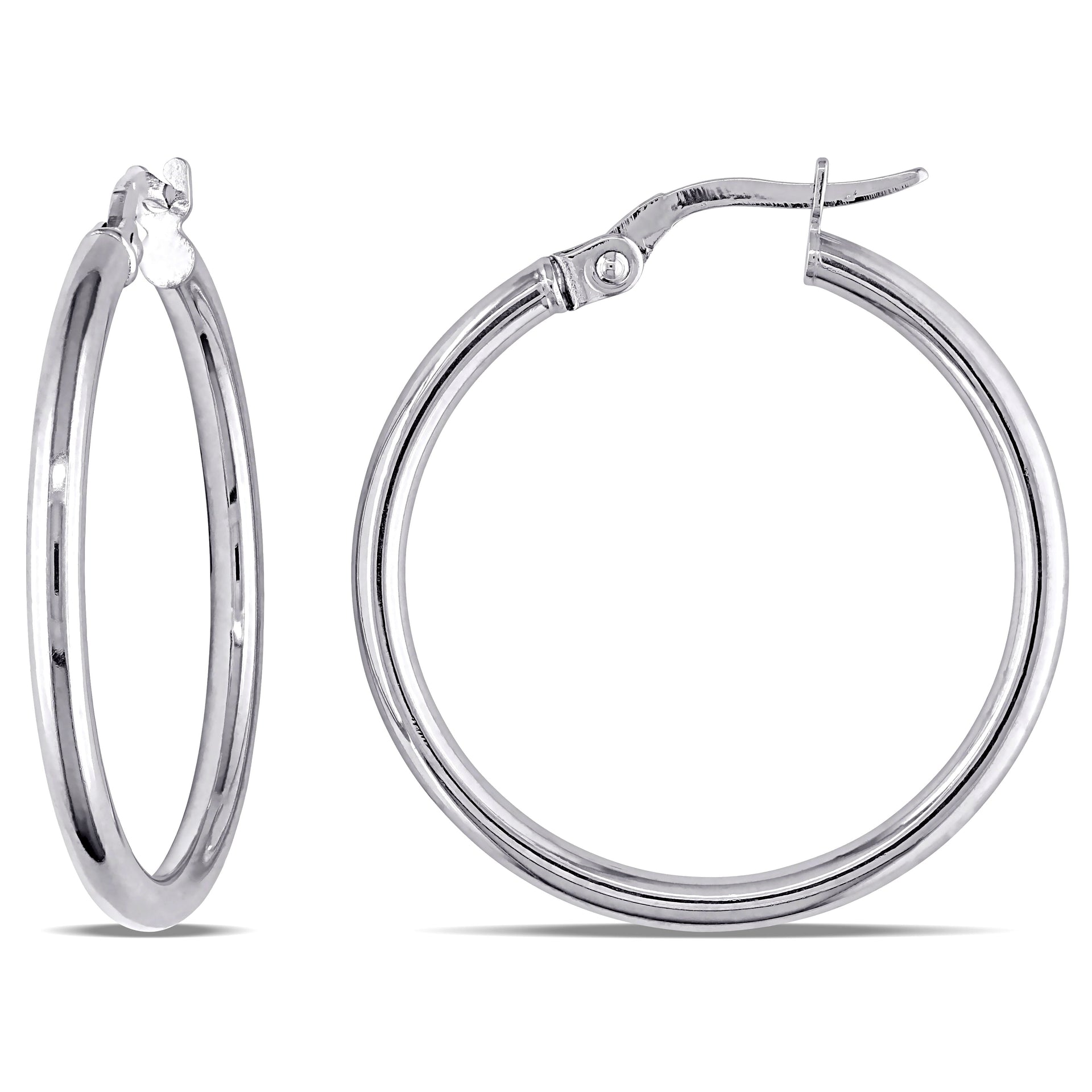 Mimi & Max 25mm Rounded Hoop Earrings in 10k Polished White Gold