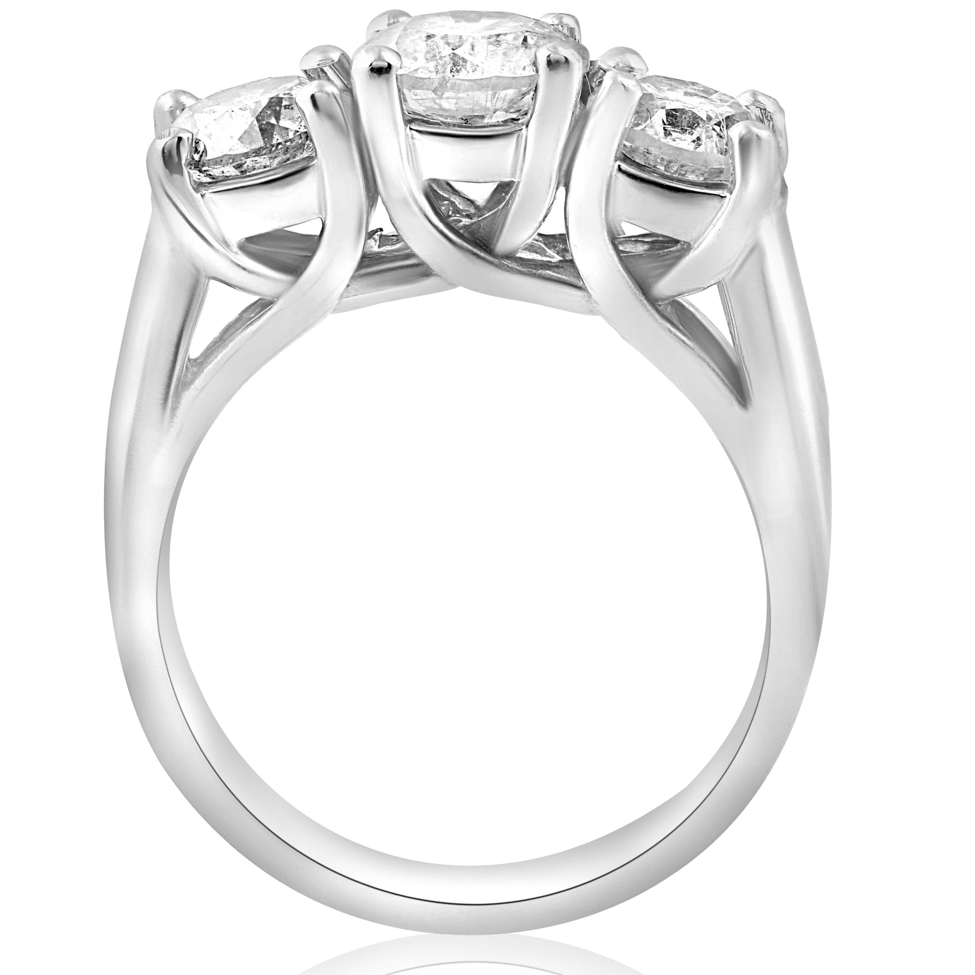 3ct Three Stone Diamond Engagement Ring 14K White Gold