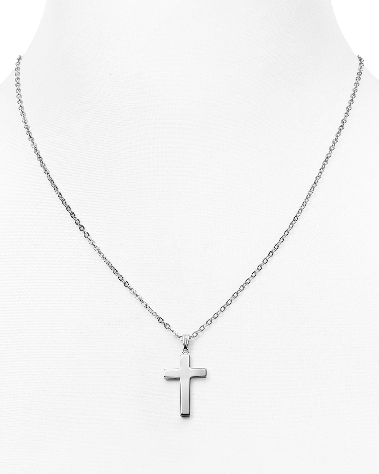 Sterling Silver Polish Cross Necklace, 16' - Exclusive