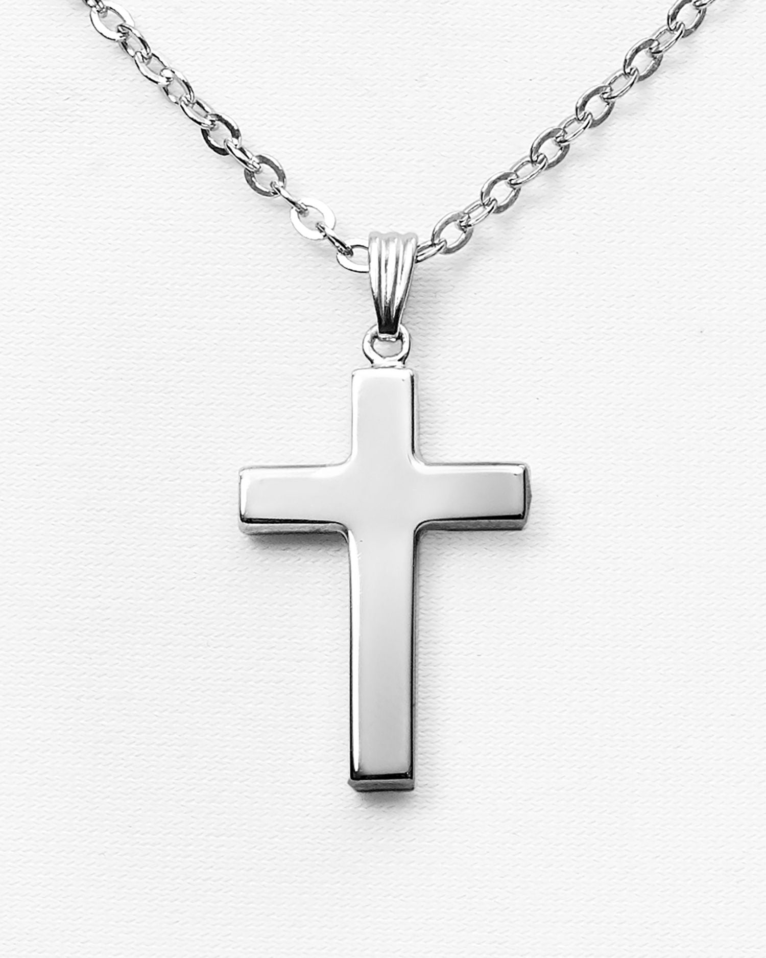 Sterling Silver Polish Cross Necklace, 16' - Exclusive
