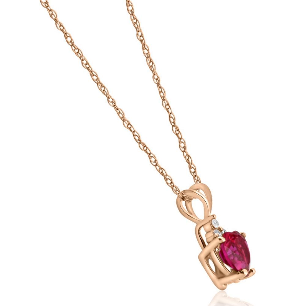 1/2 CT Diamond & Ruby Heart Pendant 14K White Yellow or Rose Gold Necklace 1/2'