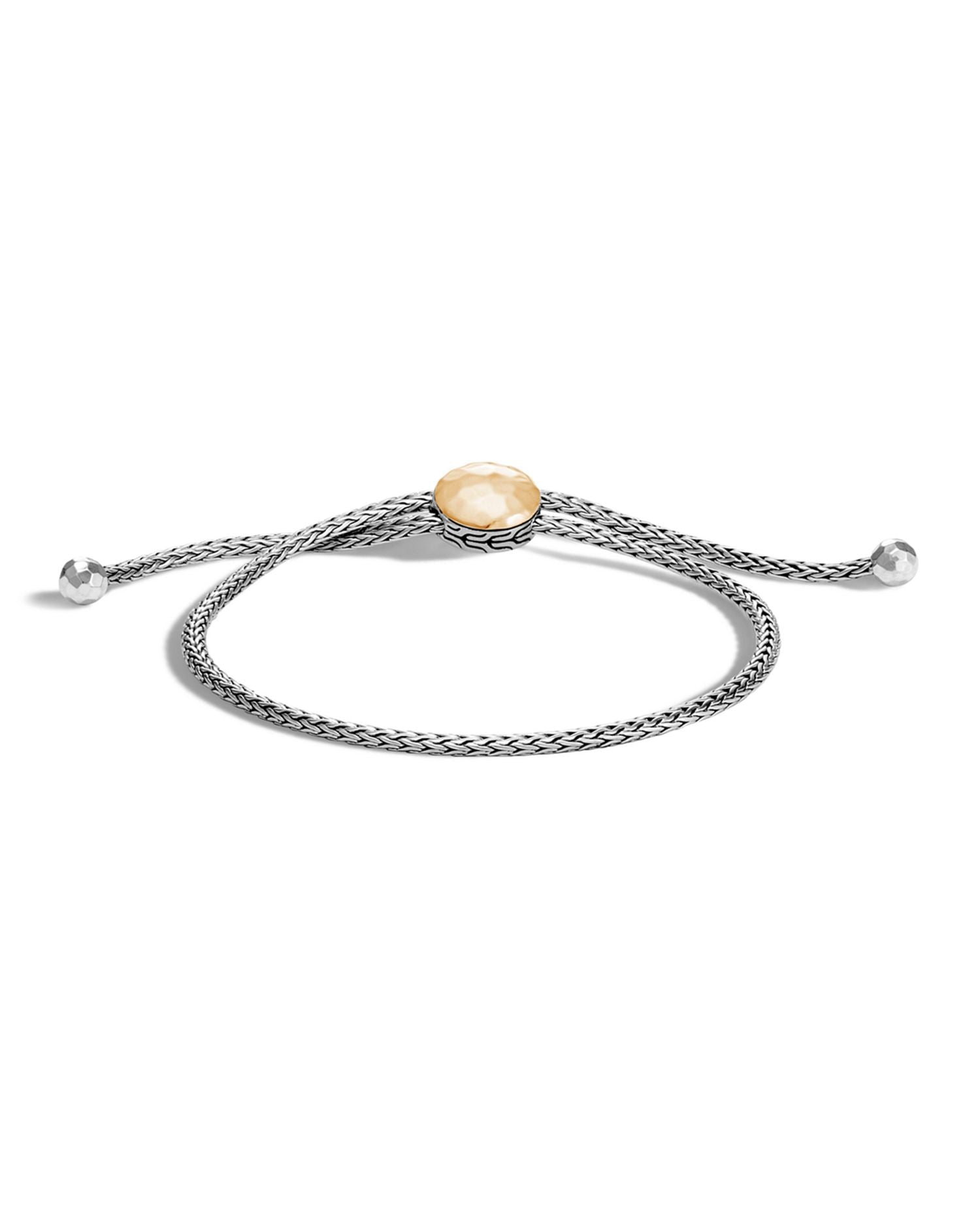 Sterling Silver and 18K Bonded Gold Classic Chain Hammered Ball Bracelet