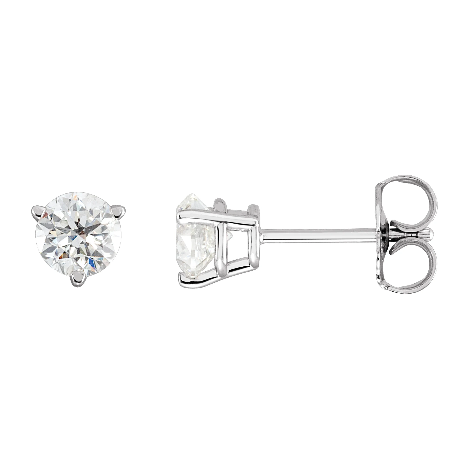 14K White Gold 3-Prong Solitaire Basket Studs with Lab Grown Diamond