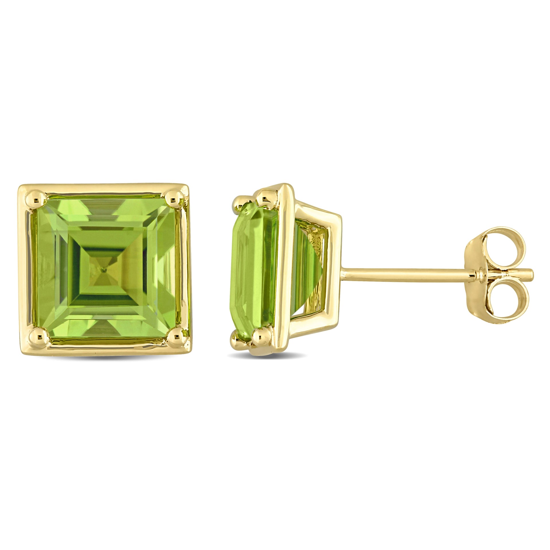 Mimi & Max 3 1/2ct TGW Square Peridot Stud Earrings in 14k Yellow Gold