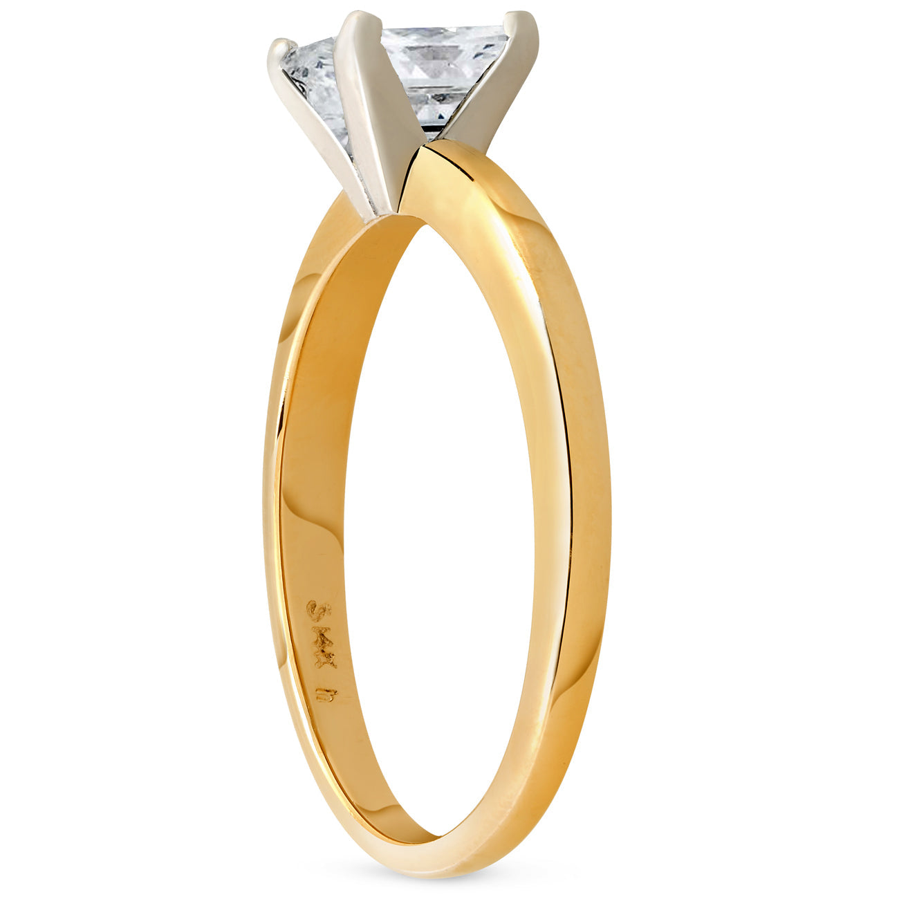 1ct Princess Cut Diamond Solitaire 14k Yellow Gold Engagement Ring