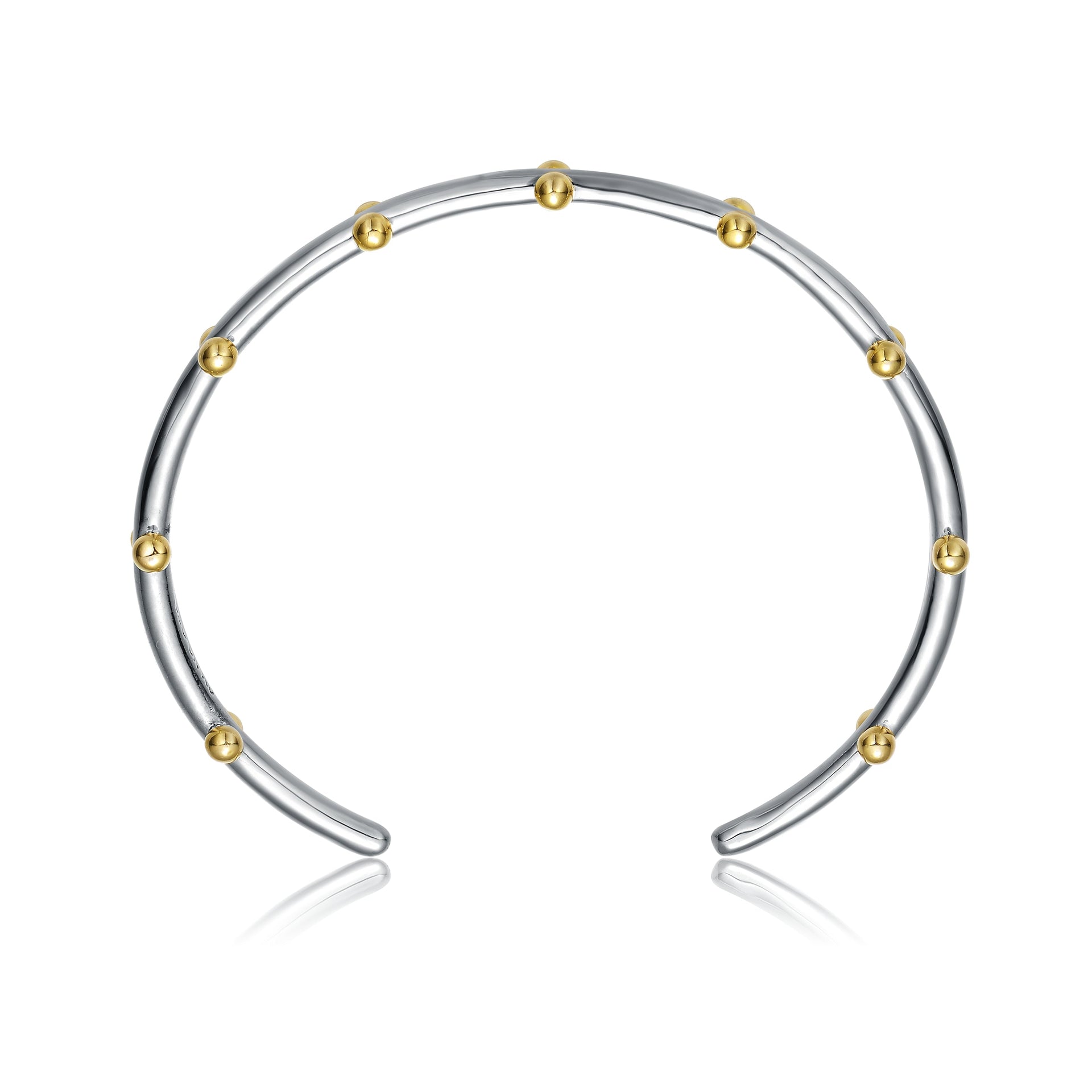 Rhodium And 14k Gold Plated Cuff Bracelet