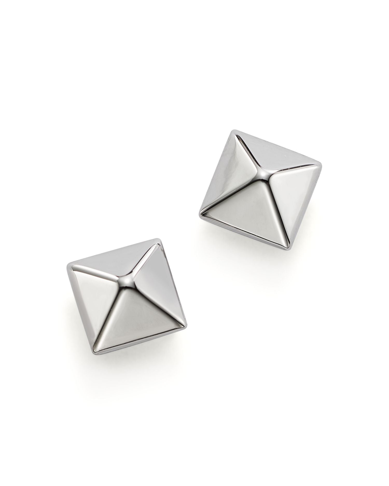 14K White Gold Small Pyramid Earrings - Exclusive