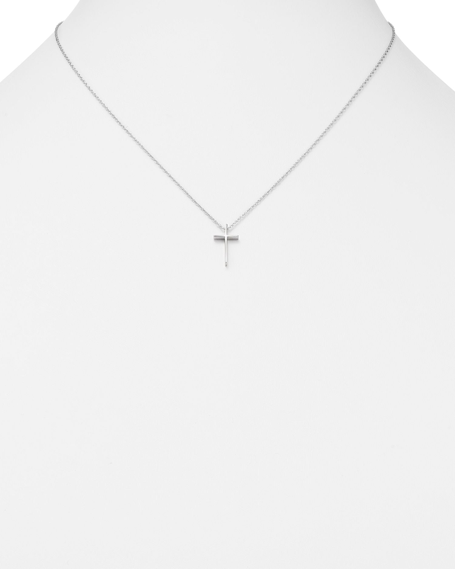 14K White Gold Small Cross Pendant Necklace, 18' - Exclusive