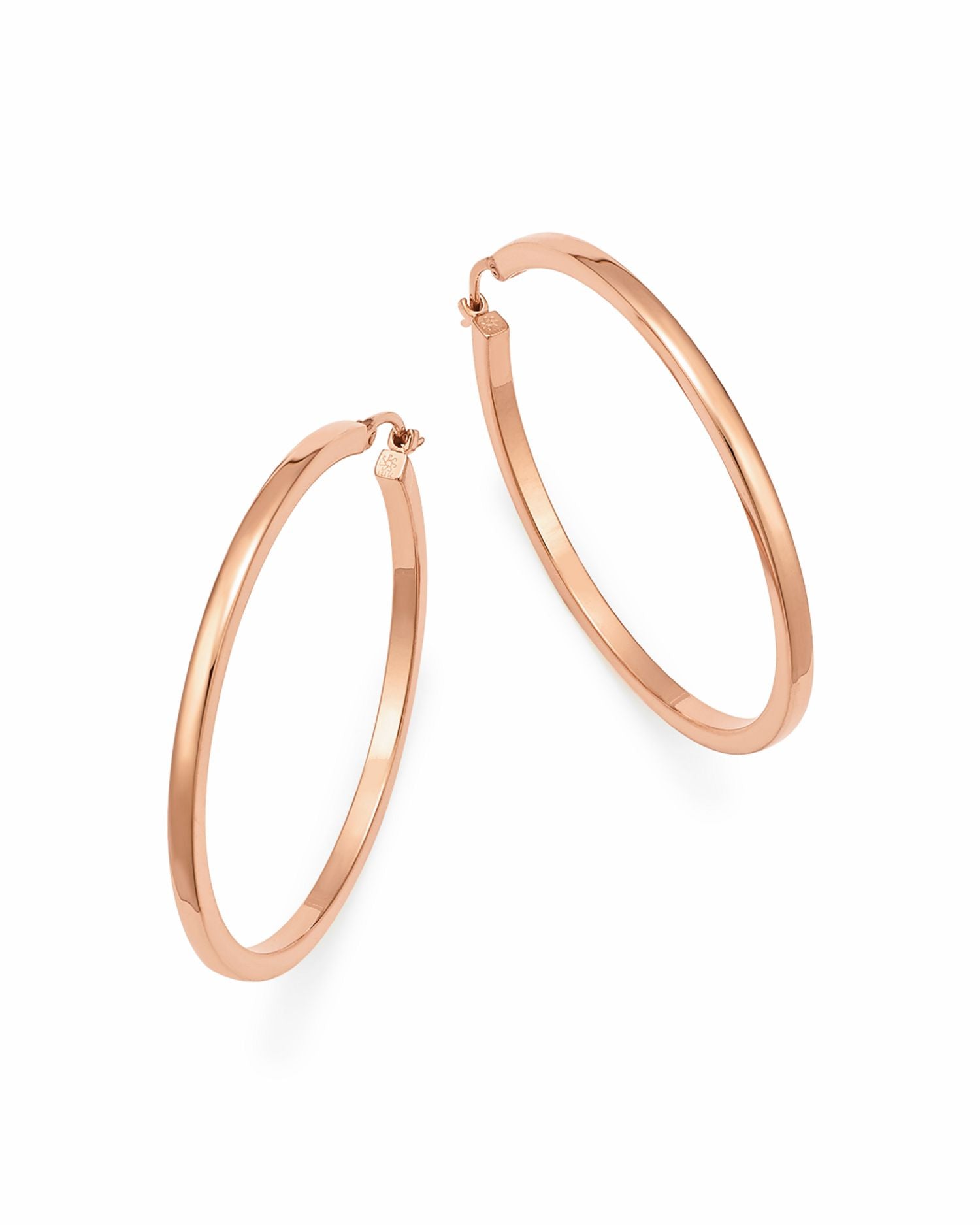 14K Rose Gold Square Tube Hoop Earrings - Exclusive