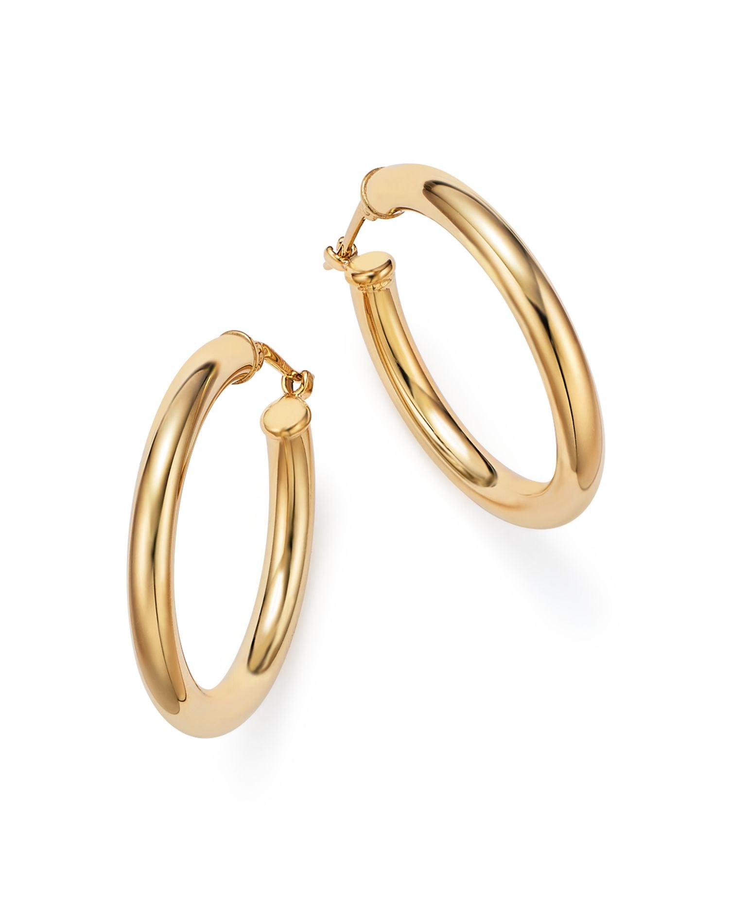 14K Yellow Gold Tube Hoop Earrings - Exclusive