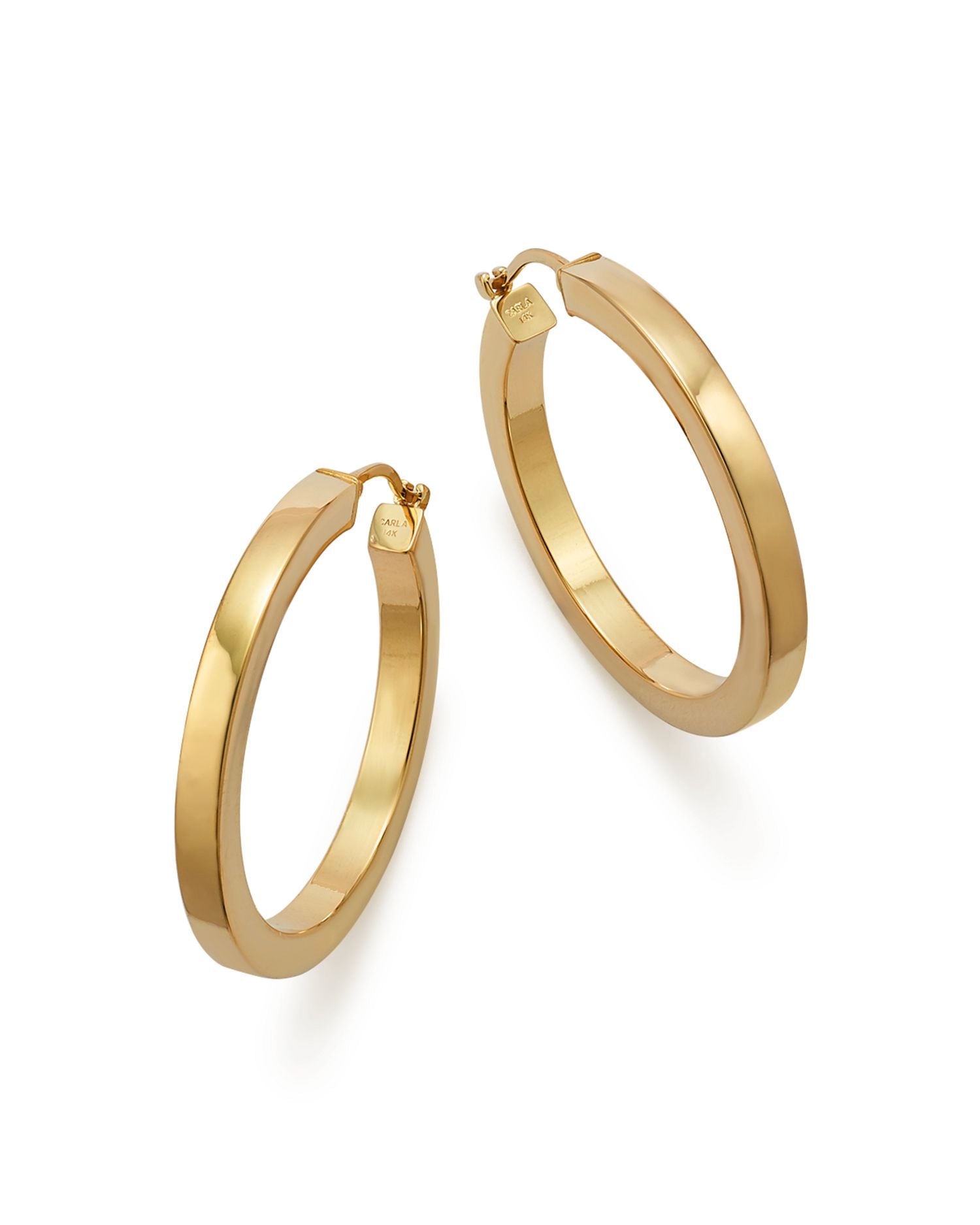 14K Yellow Gold Square Polished Tube Hoop - Exclusive