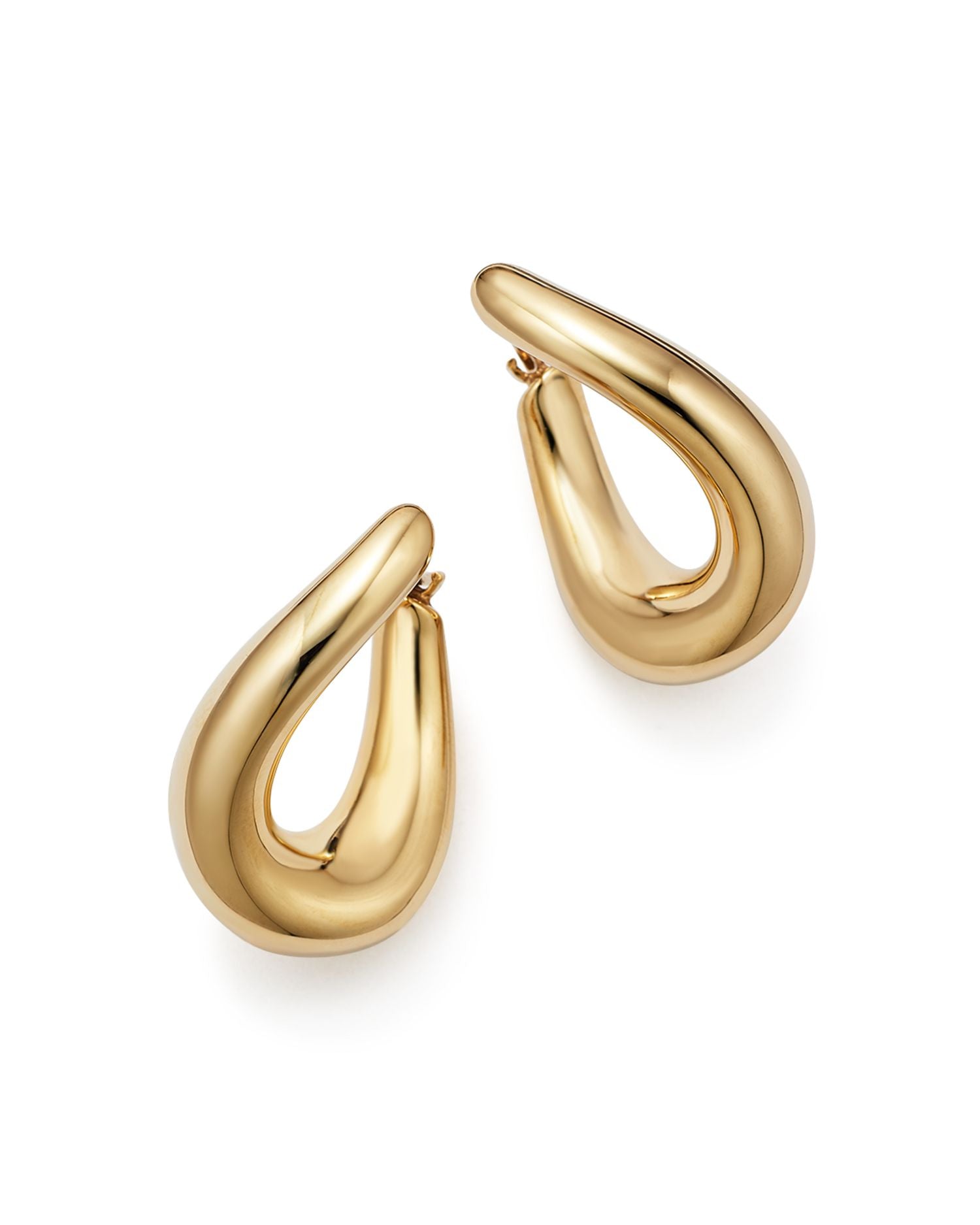 14K Yellow Gold Medium Oval Twist Hoop Earrings - Exclusive