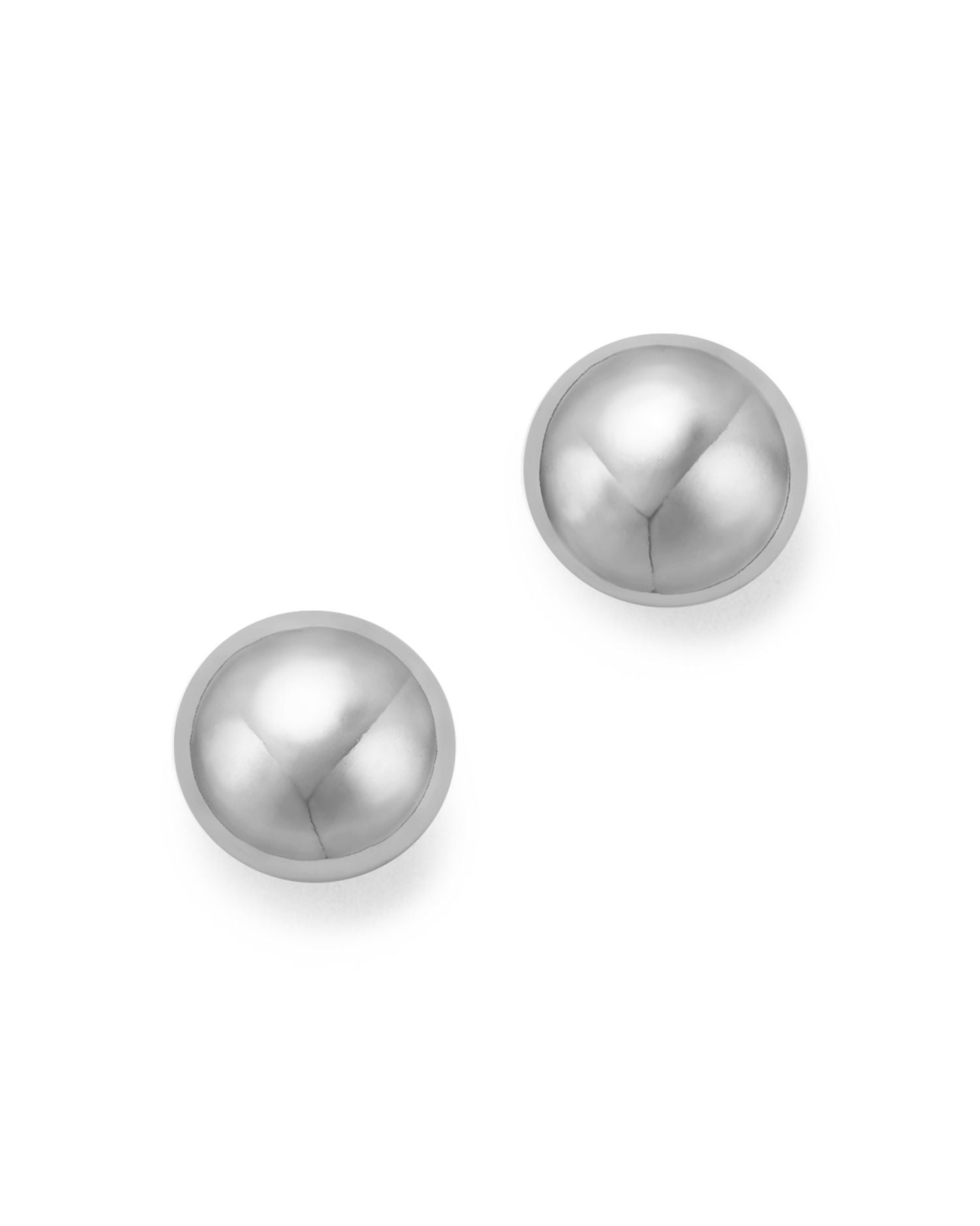 14K White Gold Flat Ball Stud Earrings - Exclusive