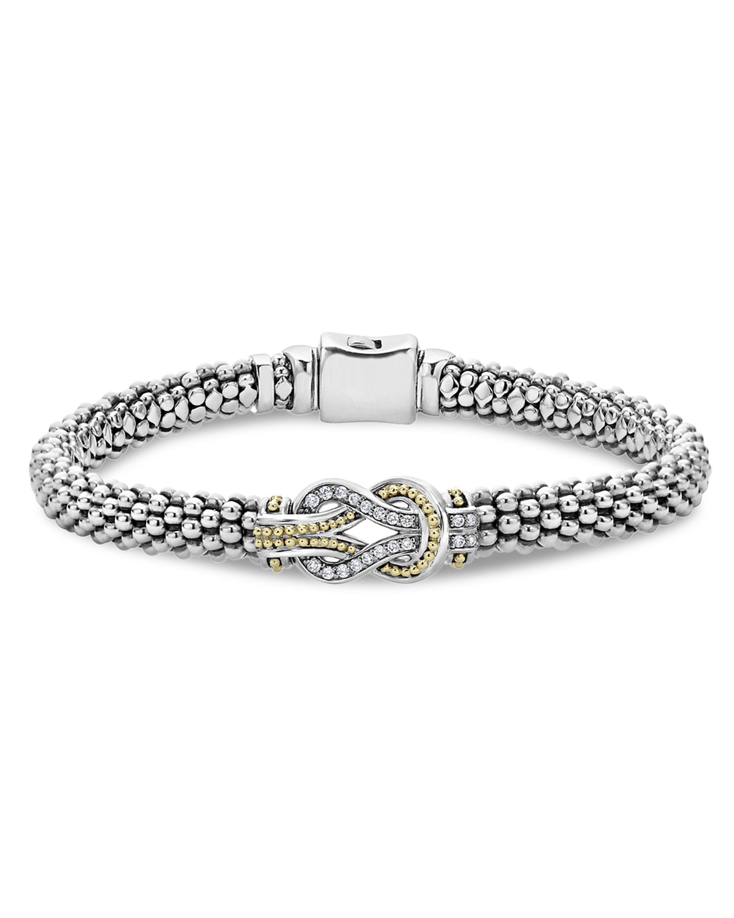 18K Gold and Sterling Silver Newport Knot Bracelet with Diamonds