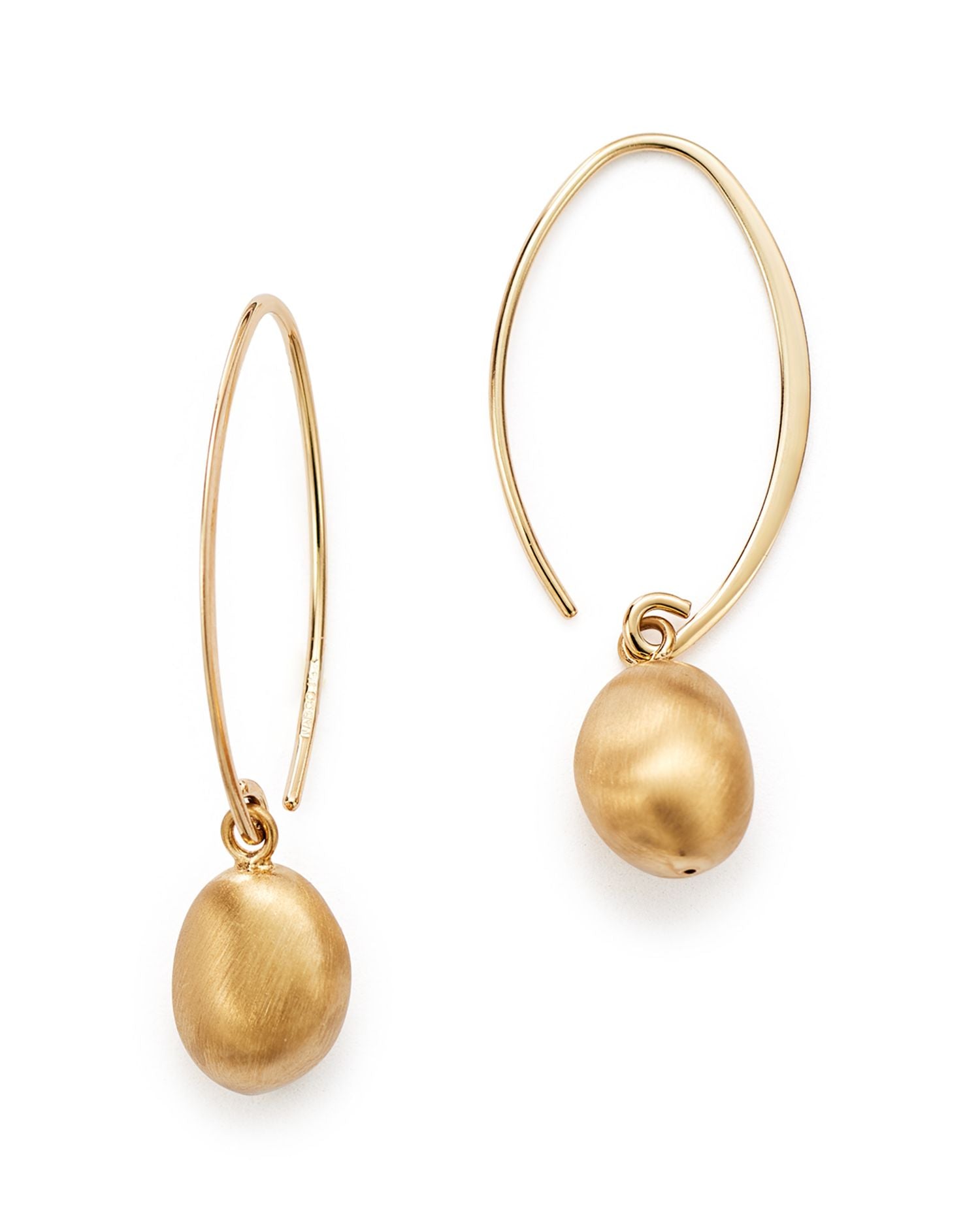 14K Yellow Gold Satin Drop Threader Earrings - Exclusive