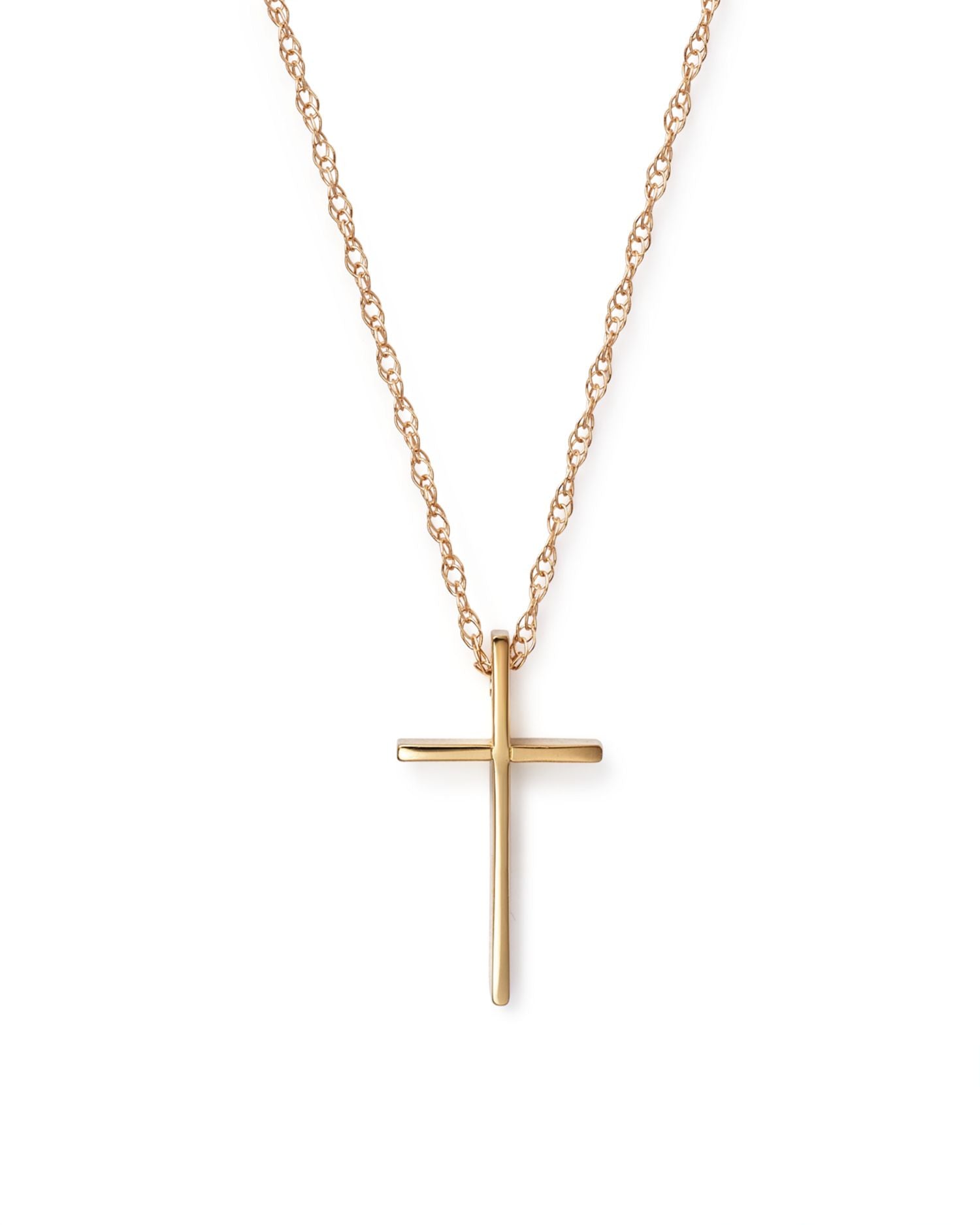 14K Yellow Gold Small Cross Pendant Necklace, 18' - Exclusive