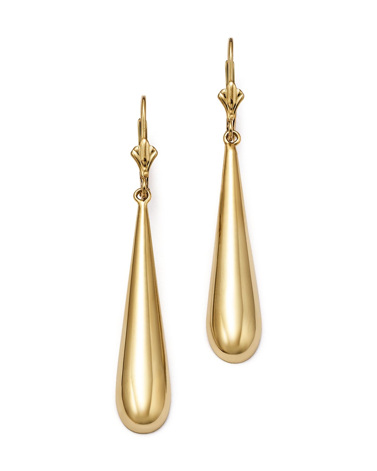 14K Yellow Gold Long Teardrop Earrings - Exclusive