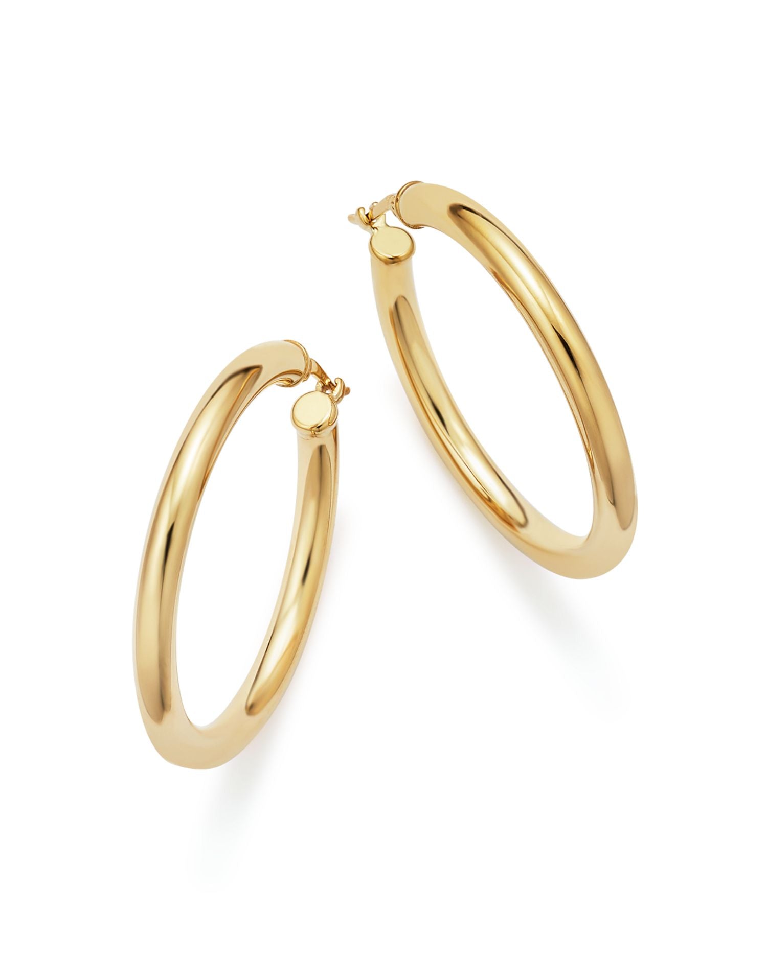 14K Yellow Gold Tube Hoop Earrings - Exclusive