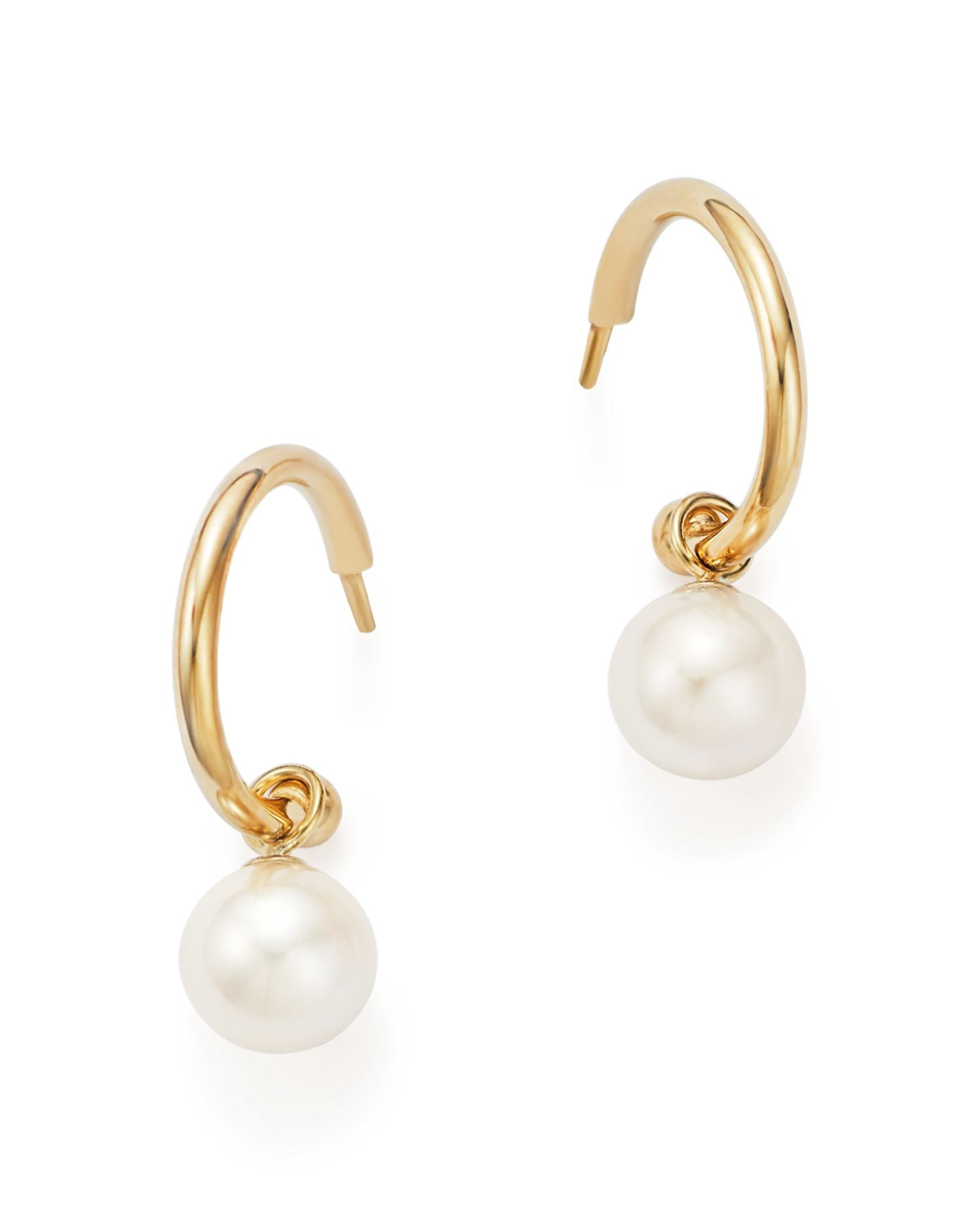 Cultured Freshwater Pearl Huggie Hoop Earrings in 14K Yellow Gold, 6mm - Exclusive