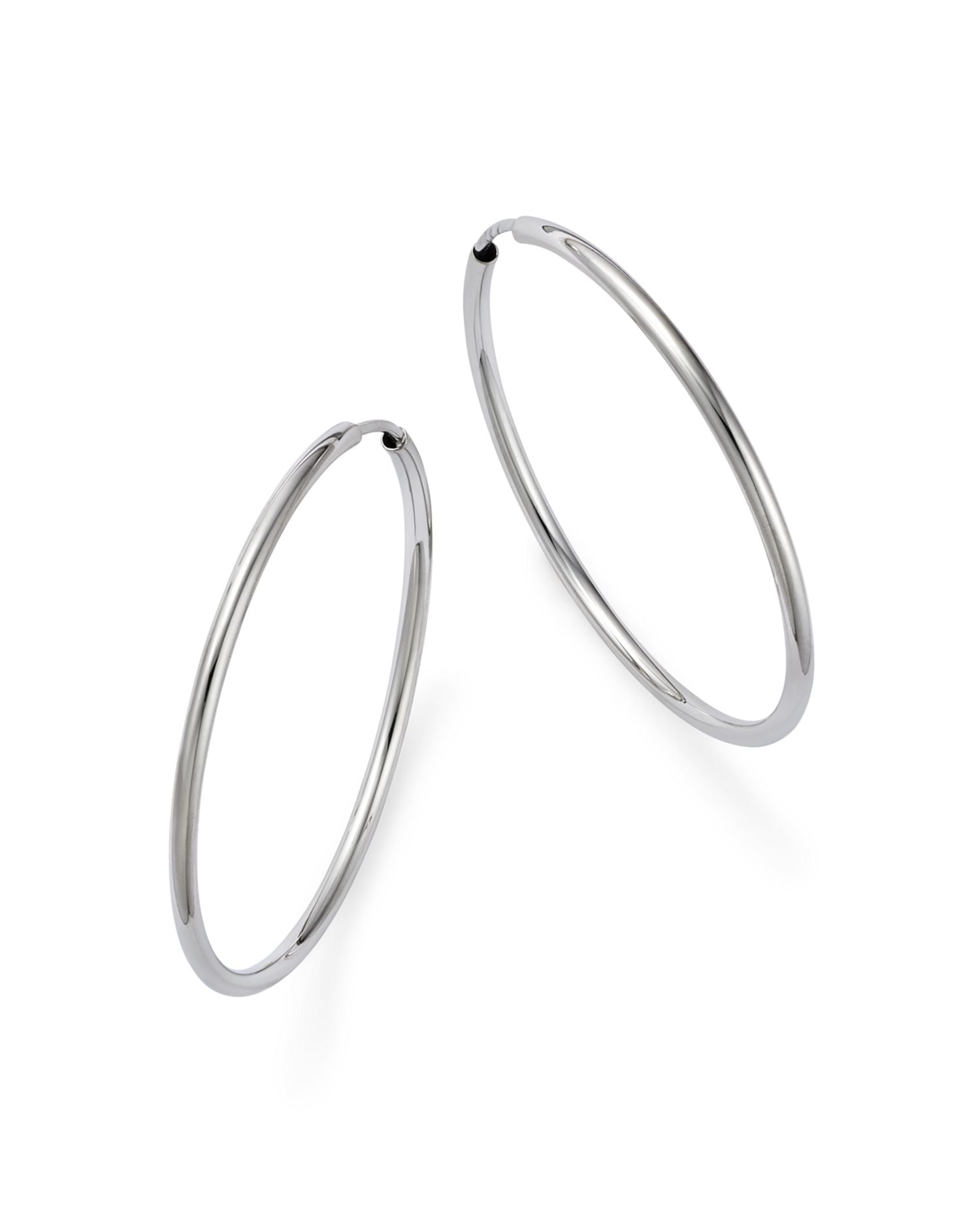14K White Gold Endless Hoop Earrings - Exclusive