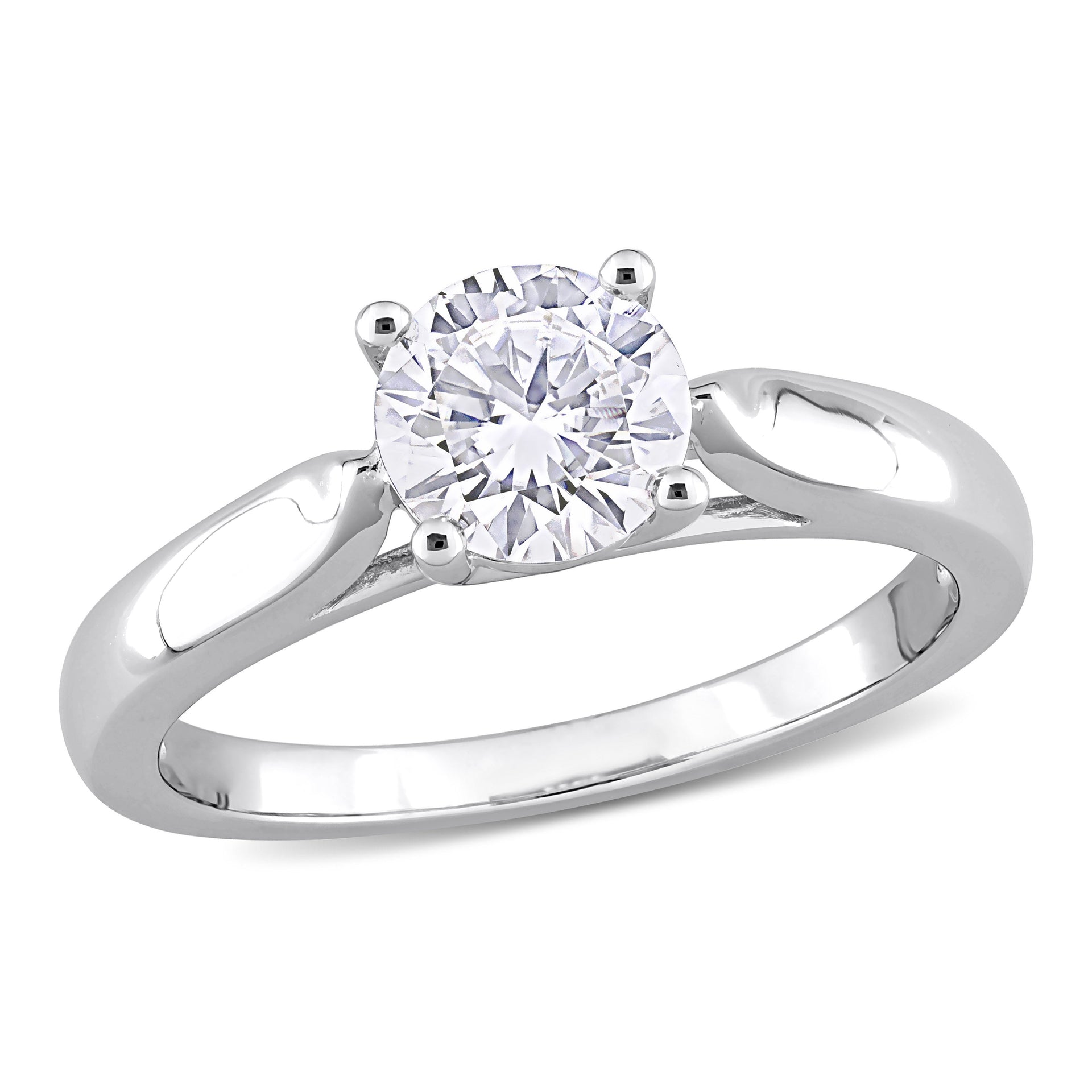 Mimi & Max 1ct DEW Created Moissanite Solitaire Engagement Ring in Sterling Silver