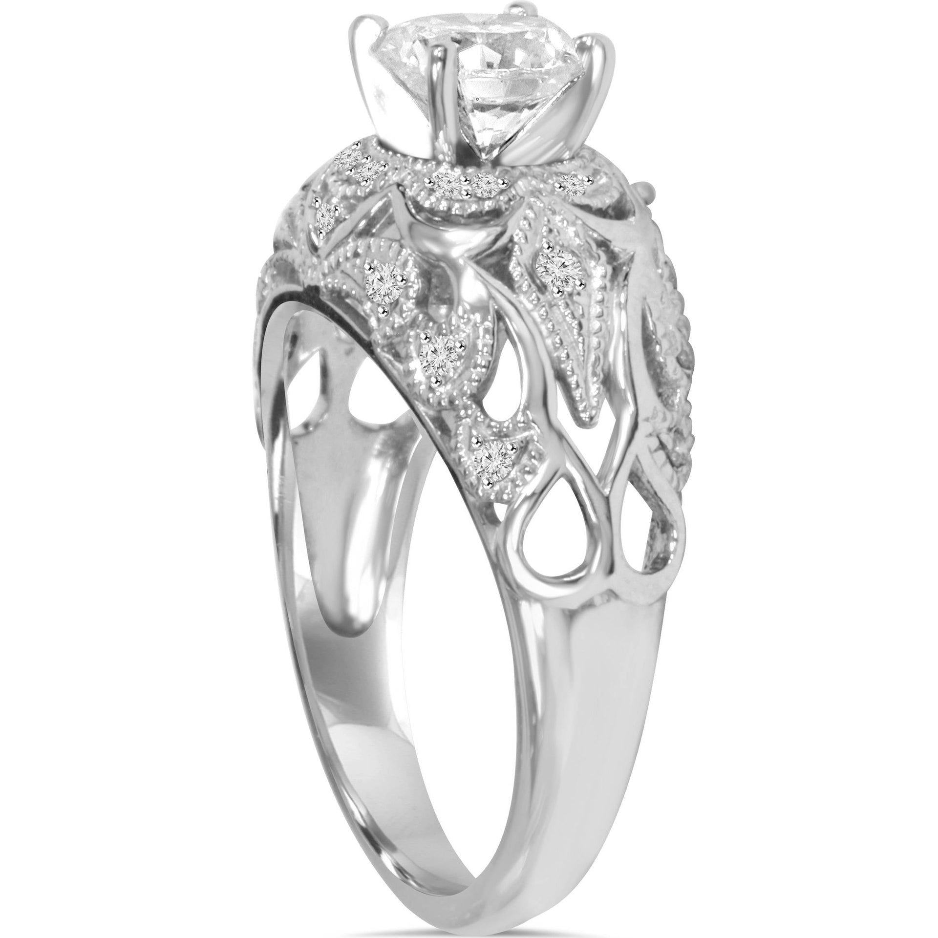 Emery .75Ct Vintage Diamond Genuine Engagement 14K White Gold