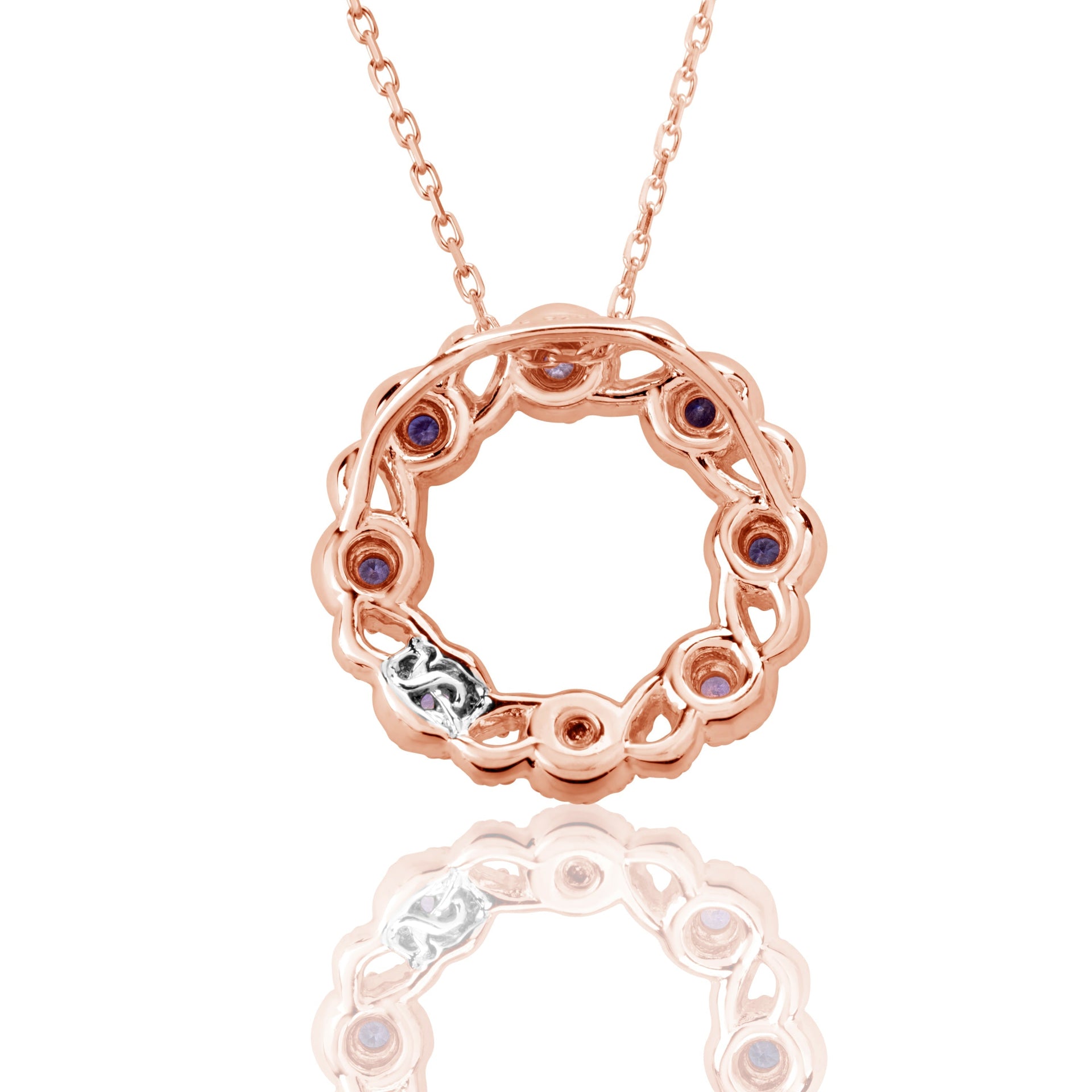 Suzy Levian Rose Sterling Silver Sapphire & Diamond Accent Crossing Circle Necklace