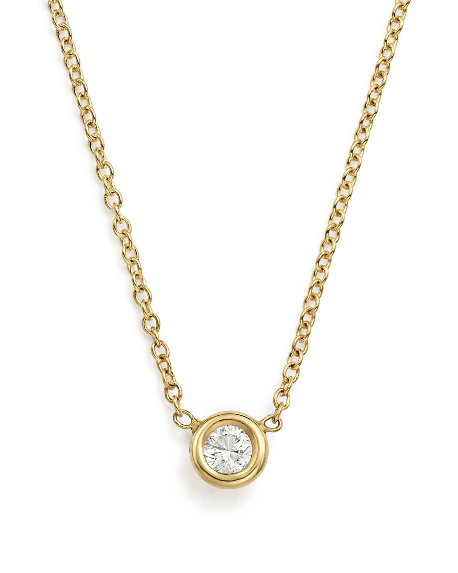 14K Yellow Gold Choker with Diamond Pendant, 14'