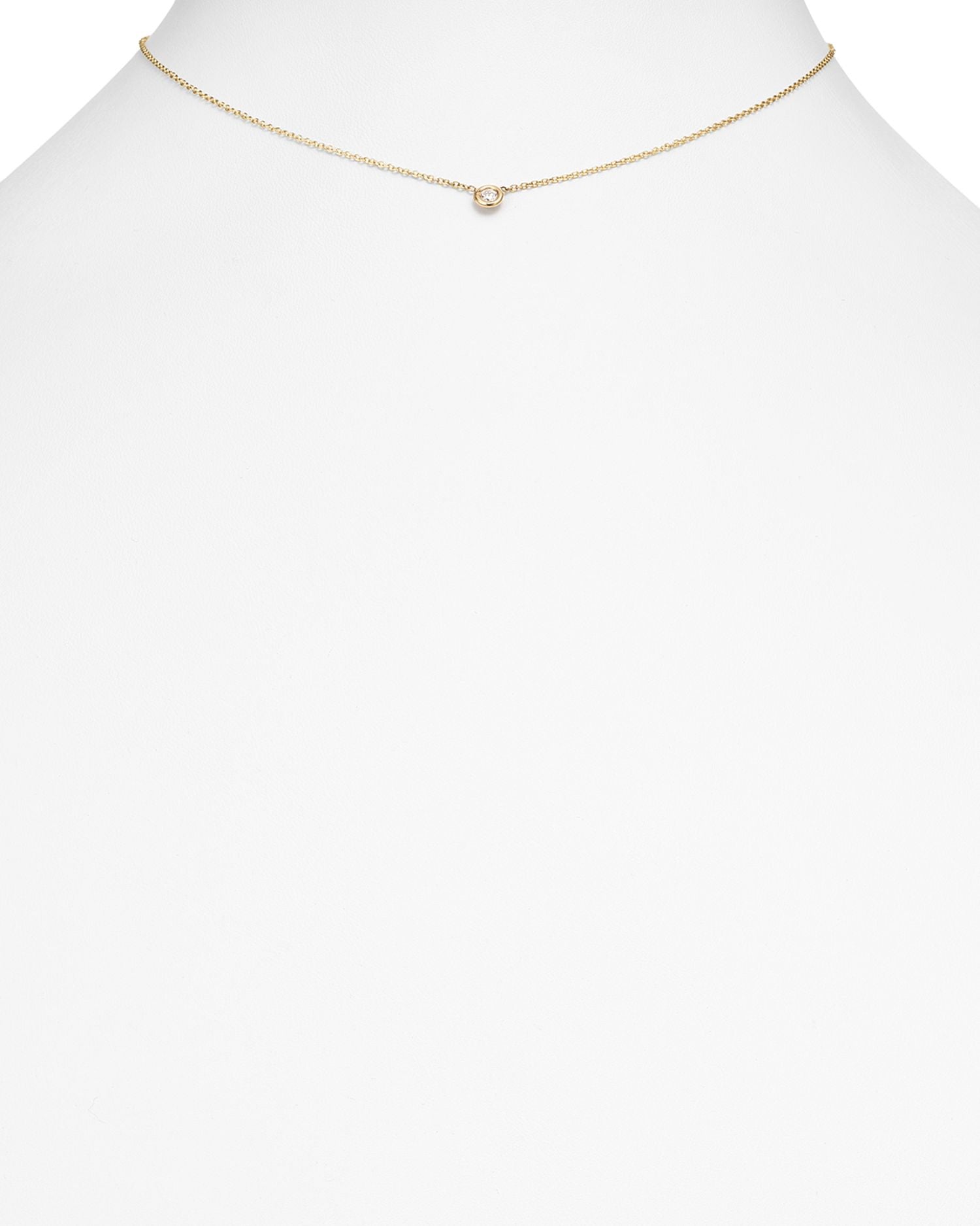14K Yellow Gold Choker with Diamond Pendant, 14'