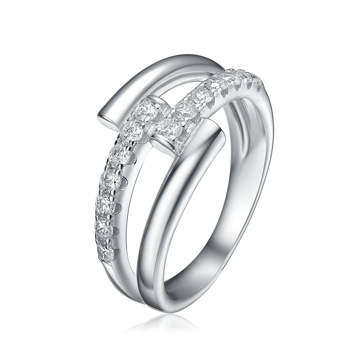 Lucie Solitaire Bypass Ring