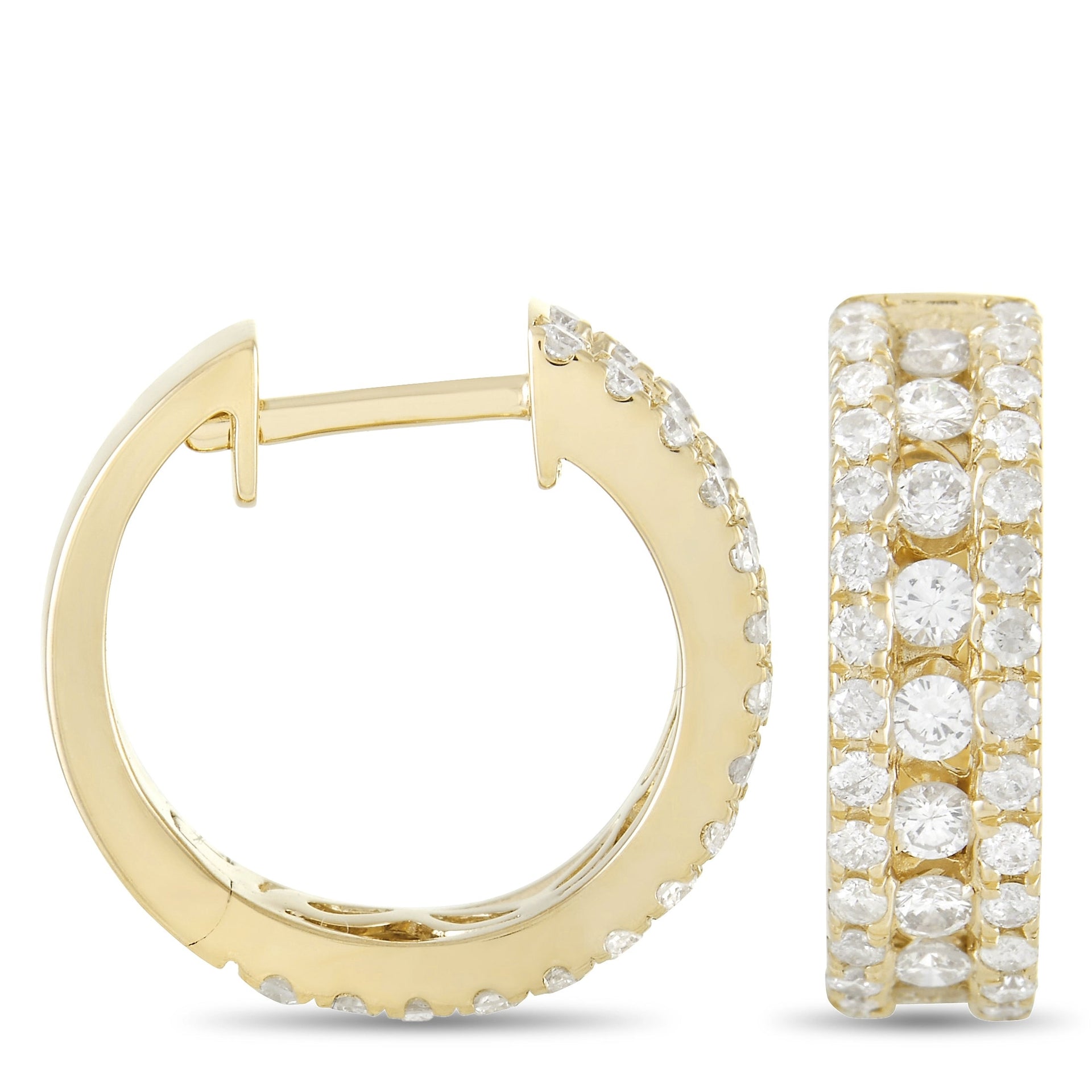 LB Exclusive 14K Yellow Gold 1.0ct Diamond Hoop Earrings