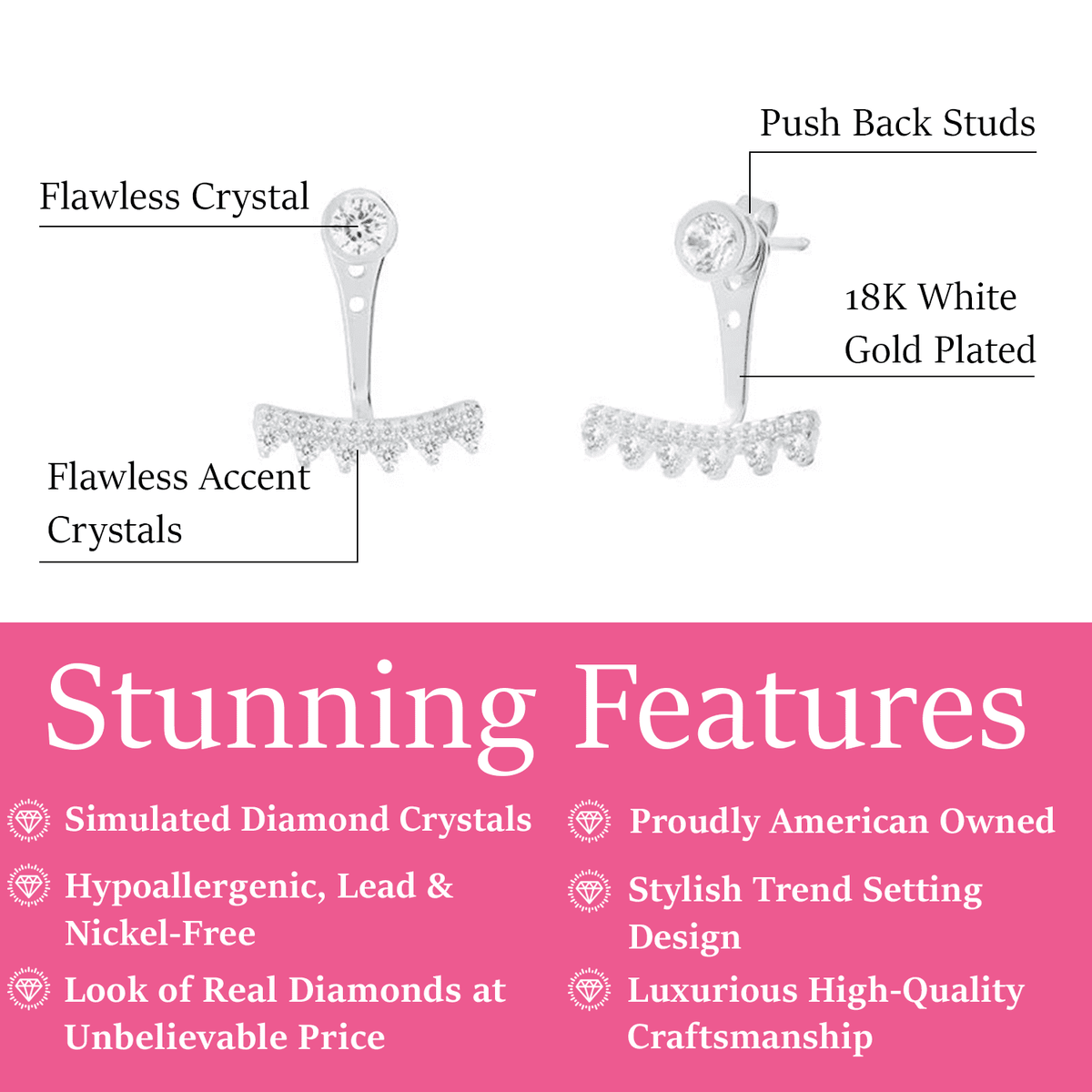 Stephanie Sterling Silver Drop Stud Earrings with Simulated Diamond Crystals — Final Sale