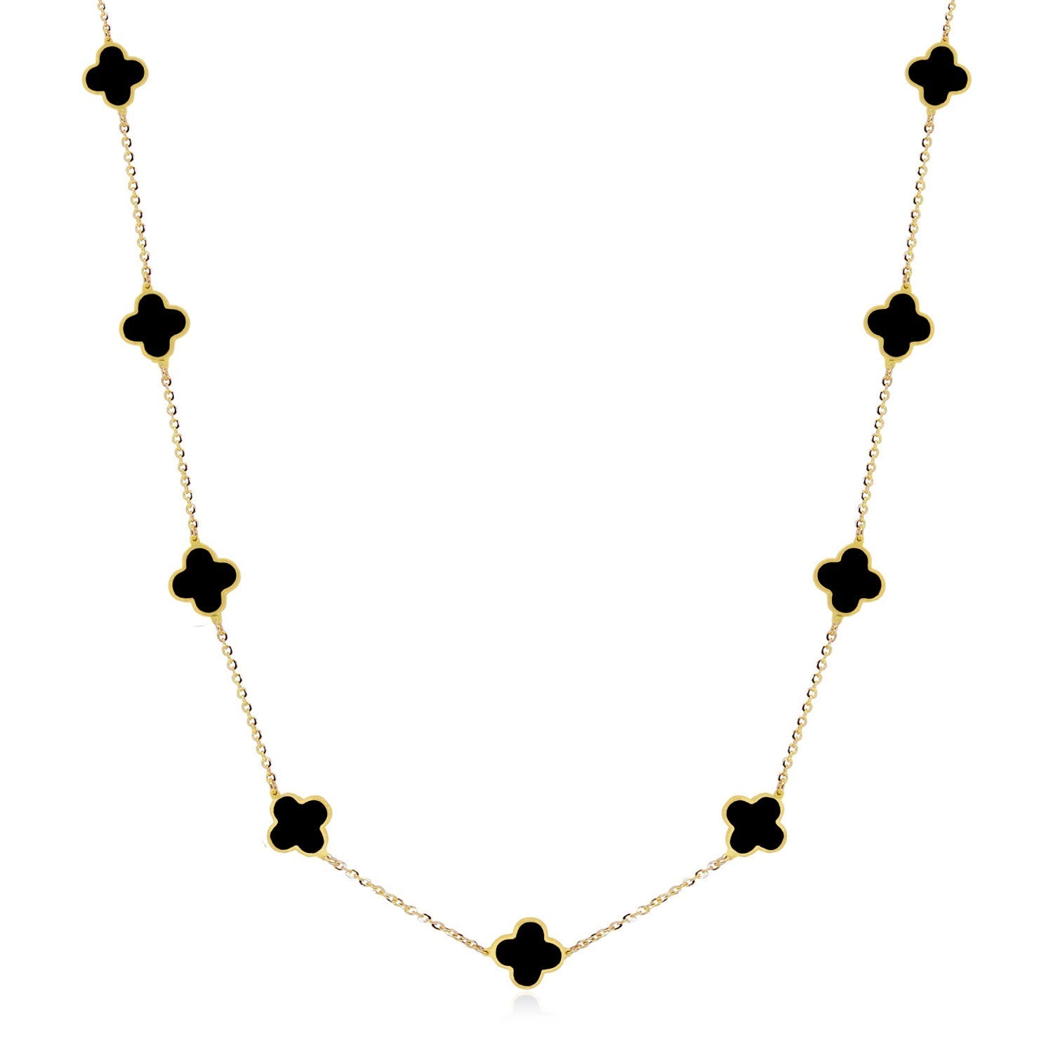 Mini Onyx Clover Necklace