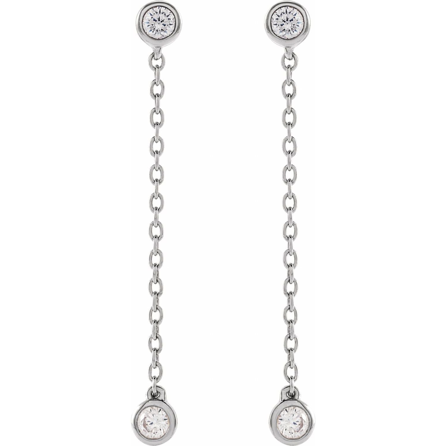 14K White Gold 1/4ct Lab-grown Diamond Chain Earrings Clarity SI Color G-H
