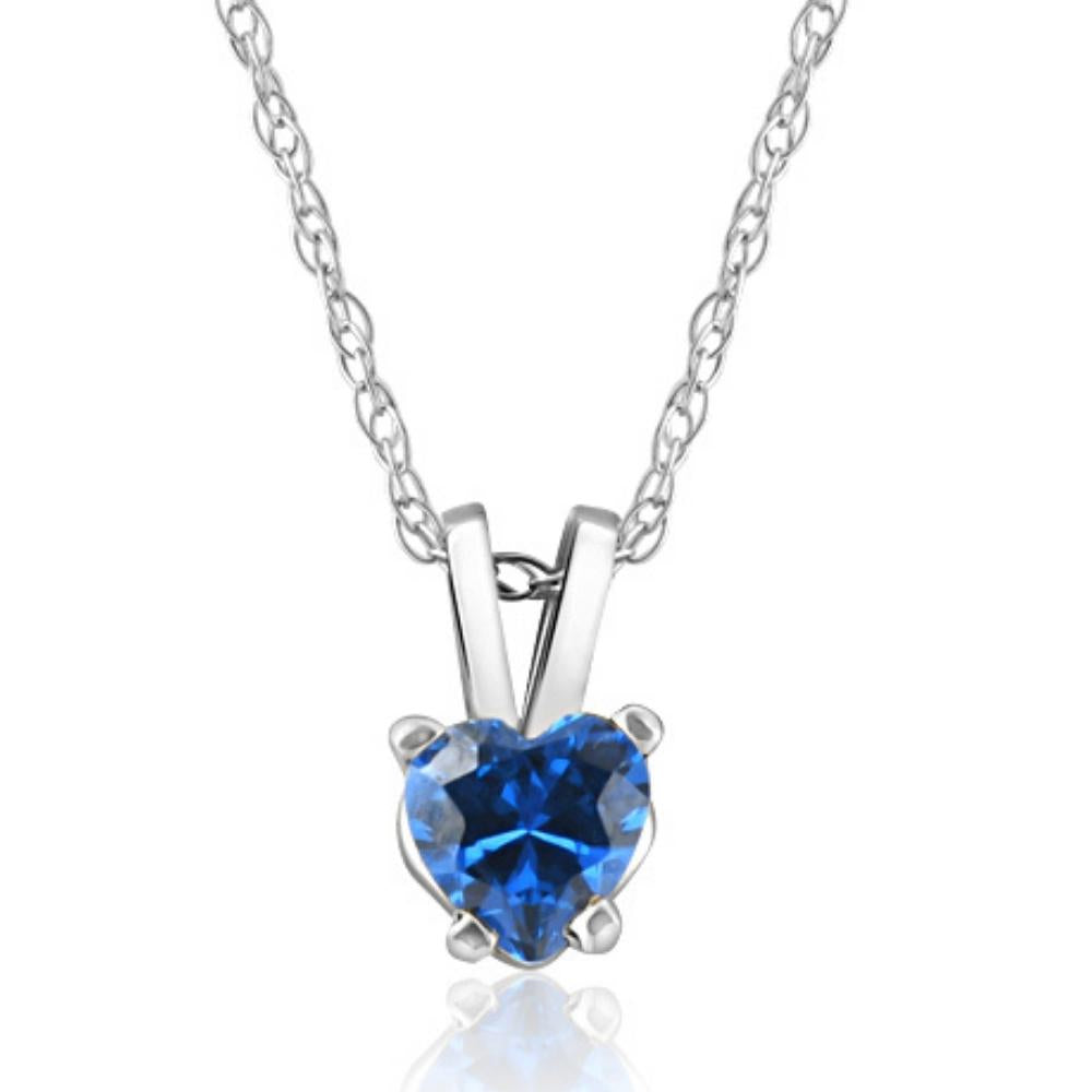 1/2 CT Blue Heart Shaped Sapphire 14K White Gold