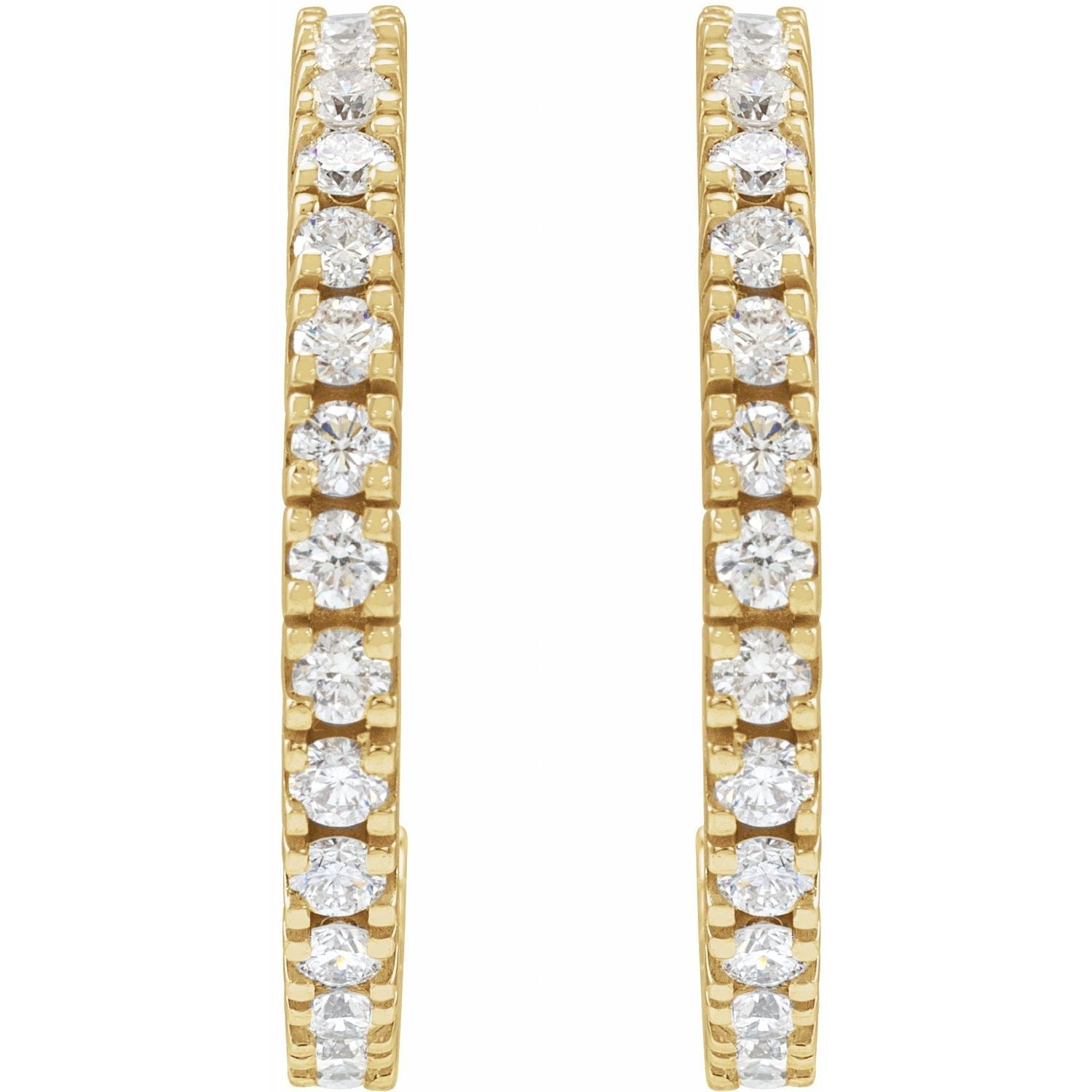 14K Gold 2 1/5ct Lab-grown Diamond Hoop Earrings Clarity SI Color G-H