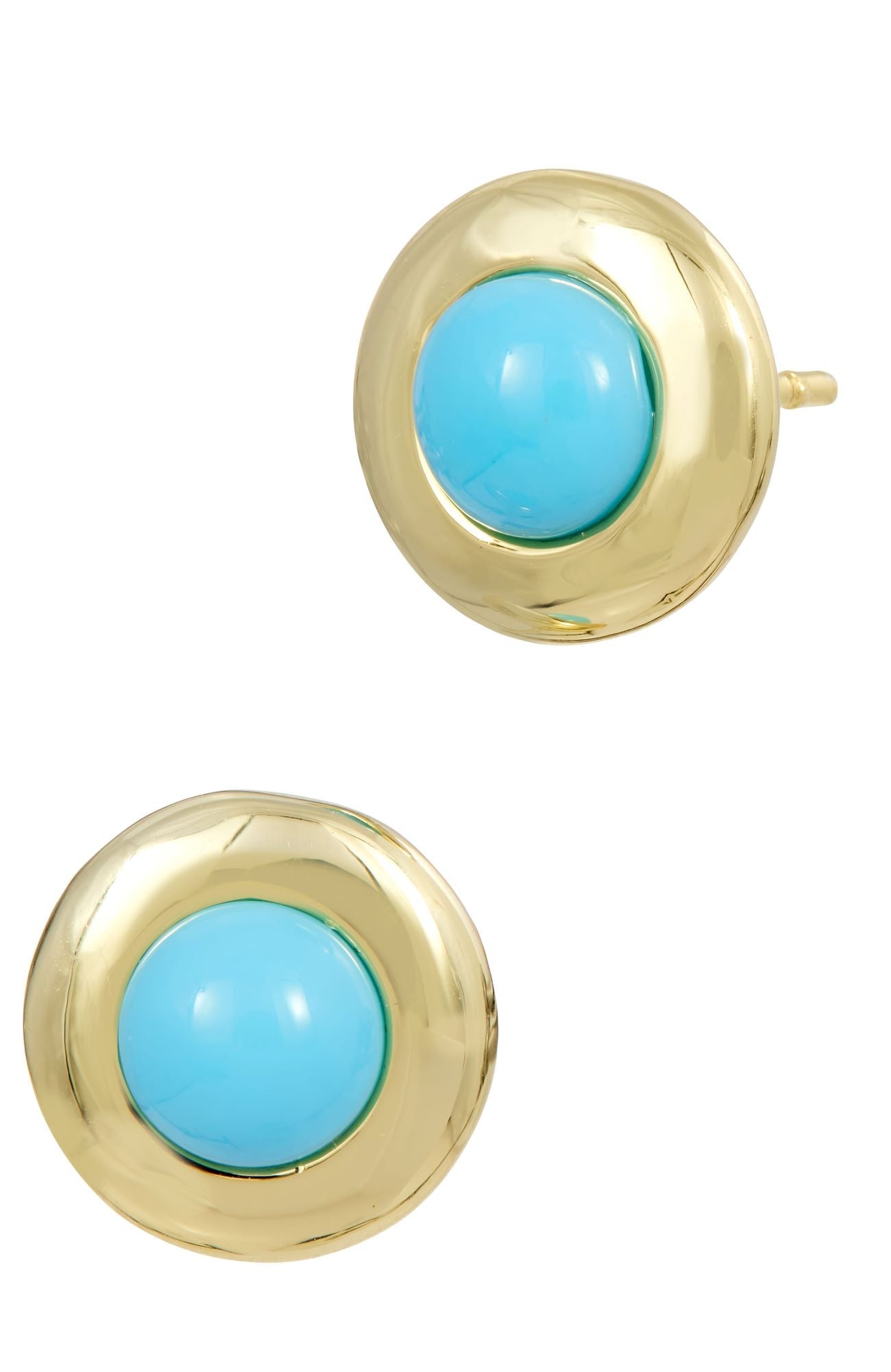 18K GOLD PLATED SIMULATED TURQUOISE STUD EARRINGS