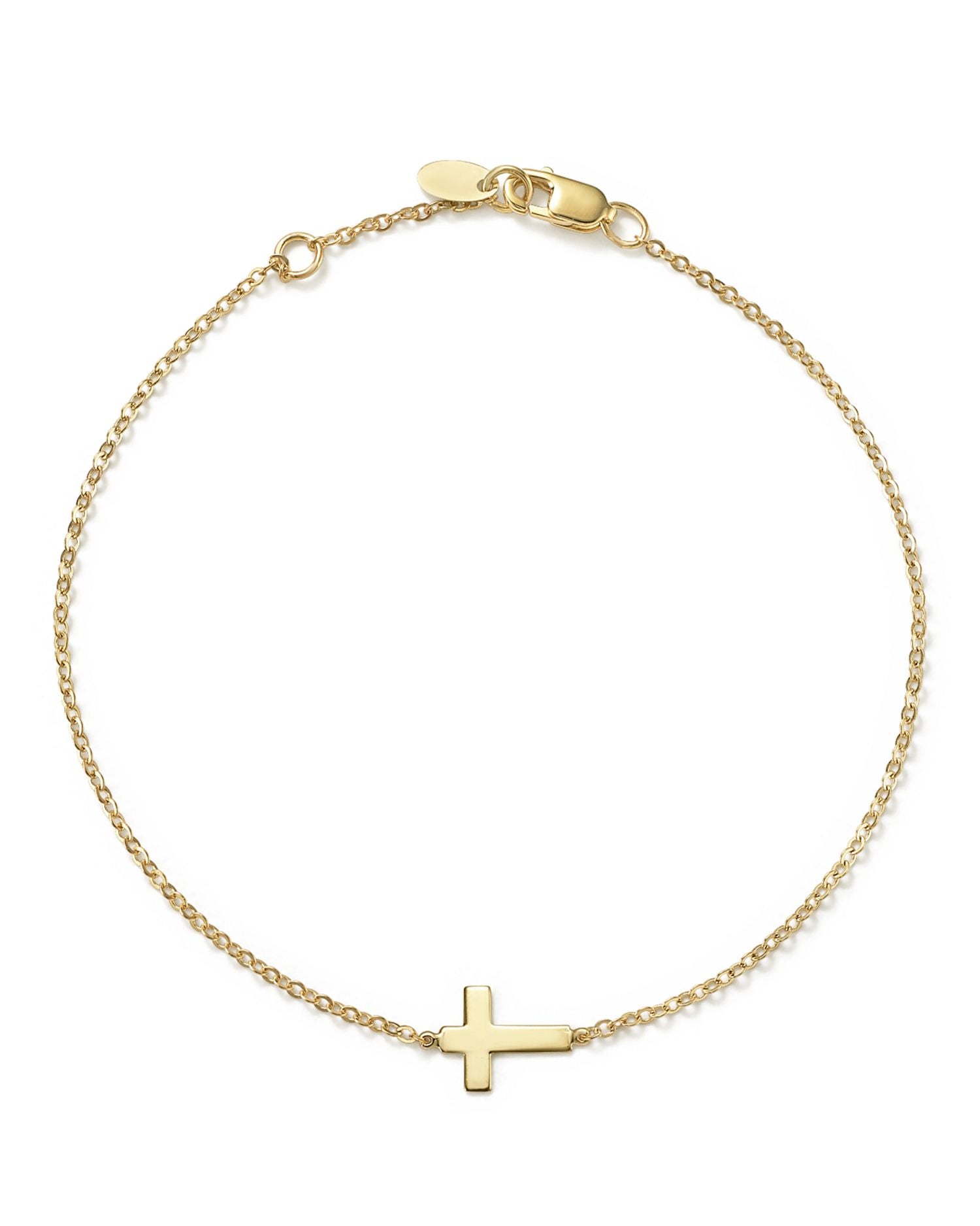 14K Yellow Gold Small Cross Bracelet - Exclusive