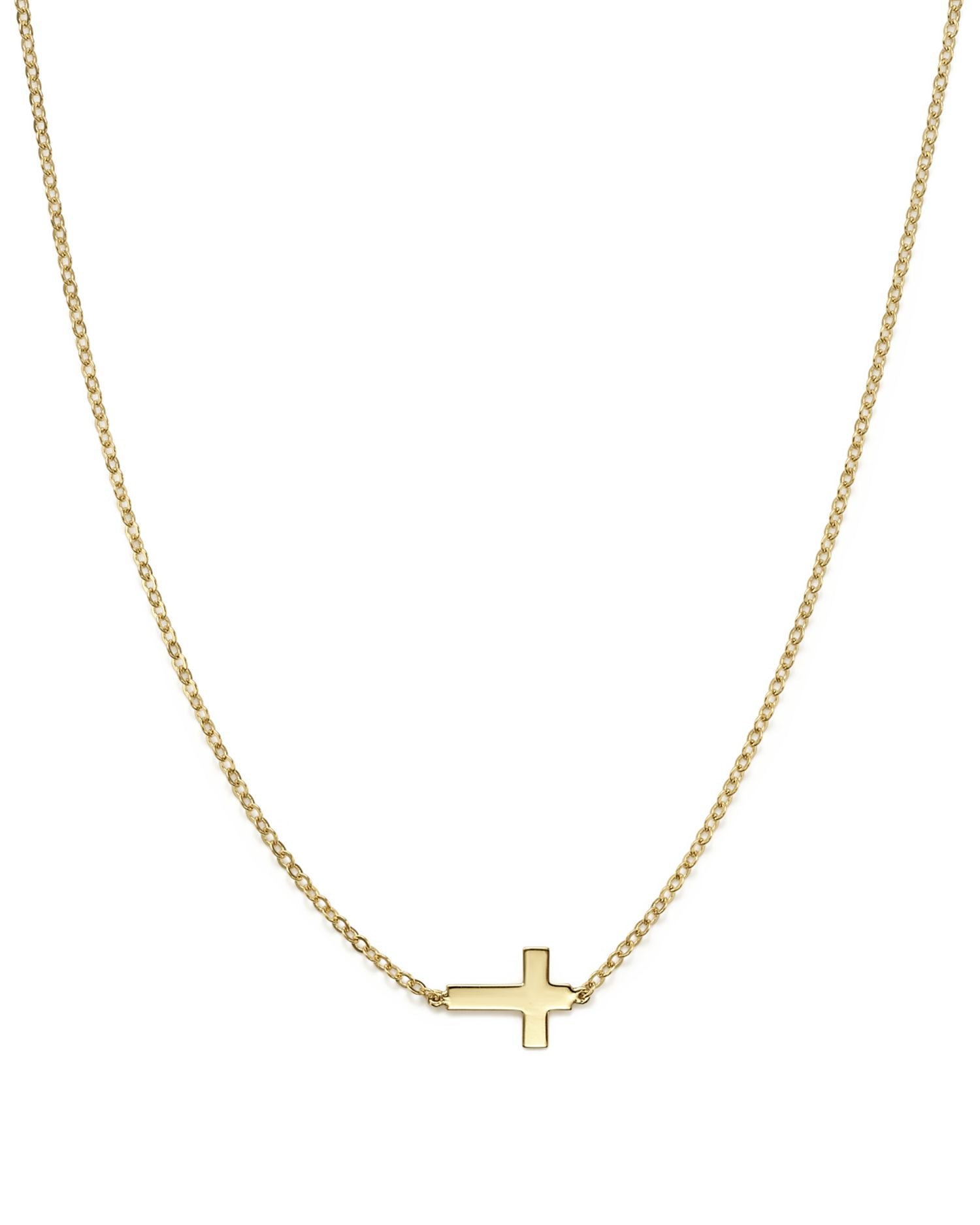 14K Yellow Gold Small Cross Necklace, 18 - Exclusive