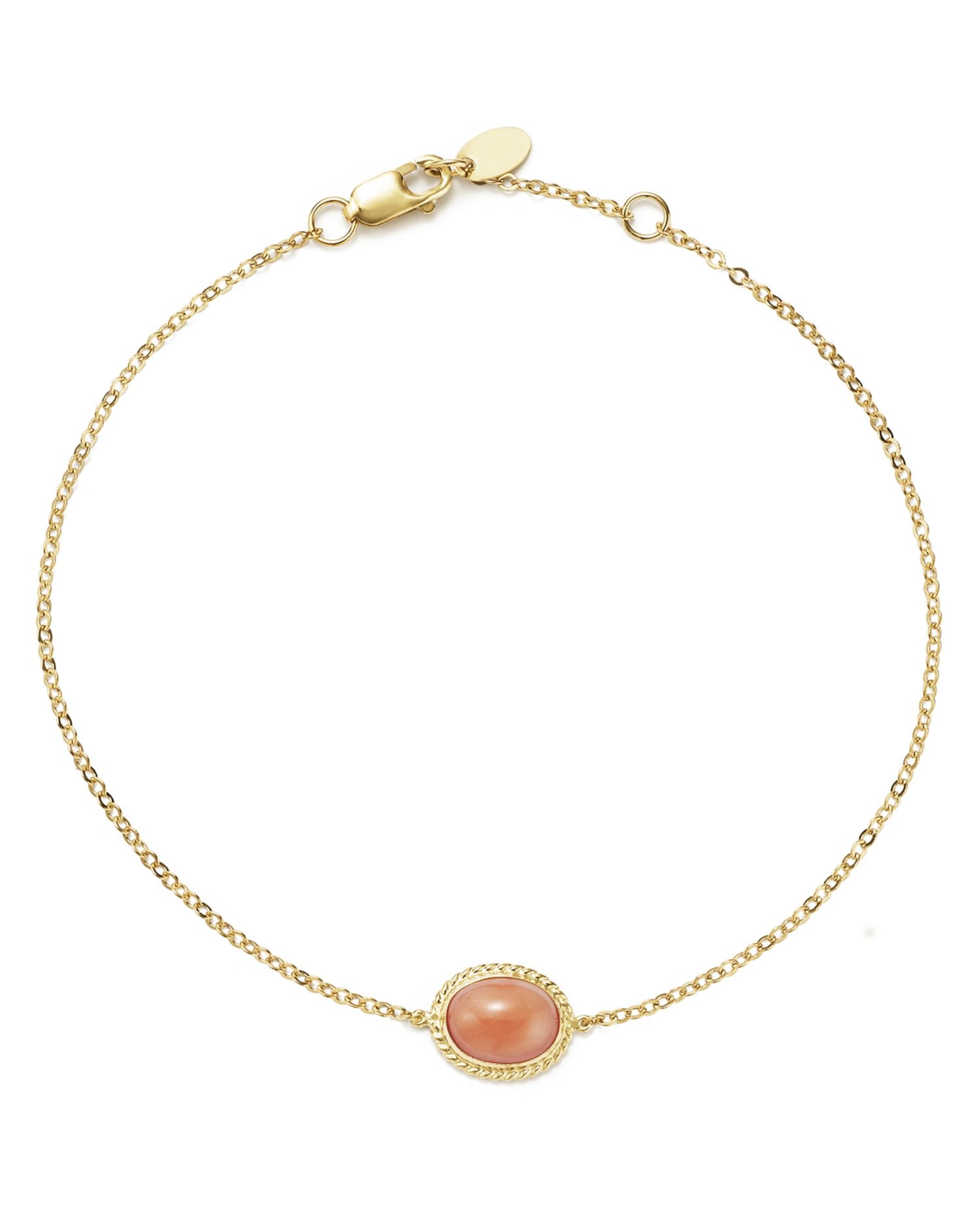 Coral Oval Bracelet in 14K Yellow Gold - Exclusive