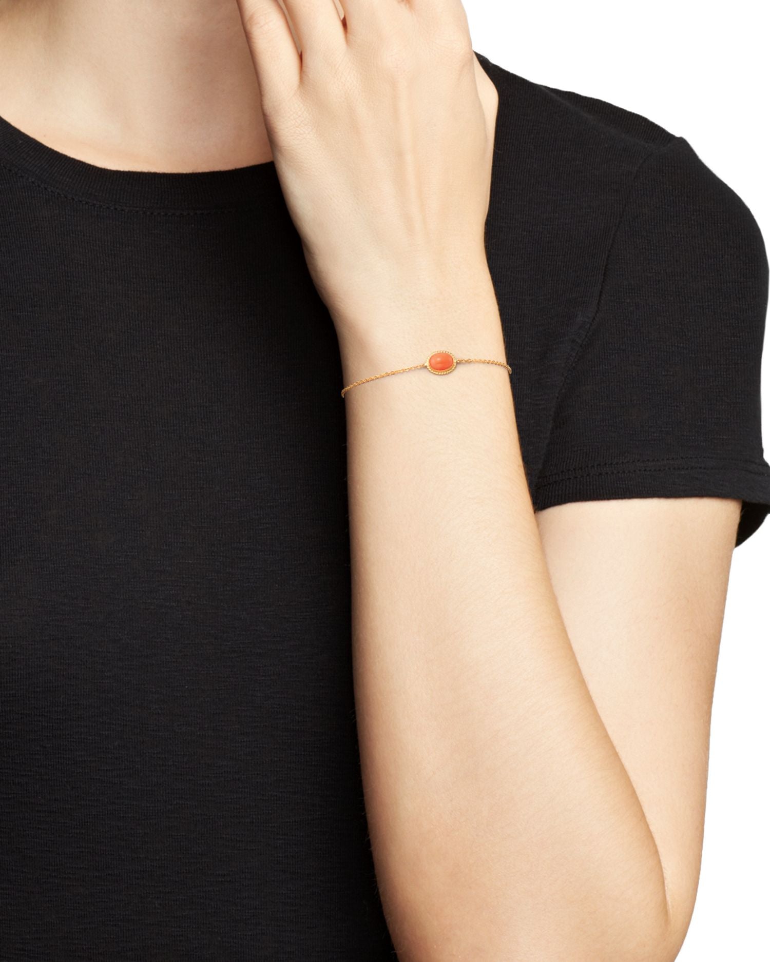 Coral Oval Bracelet in 14K Yellow Gold - Exclusive