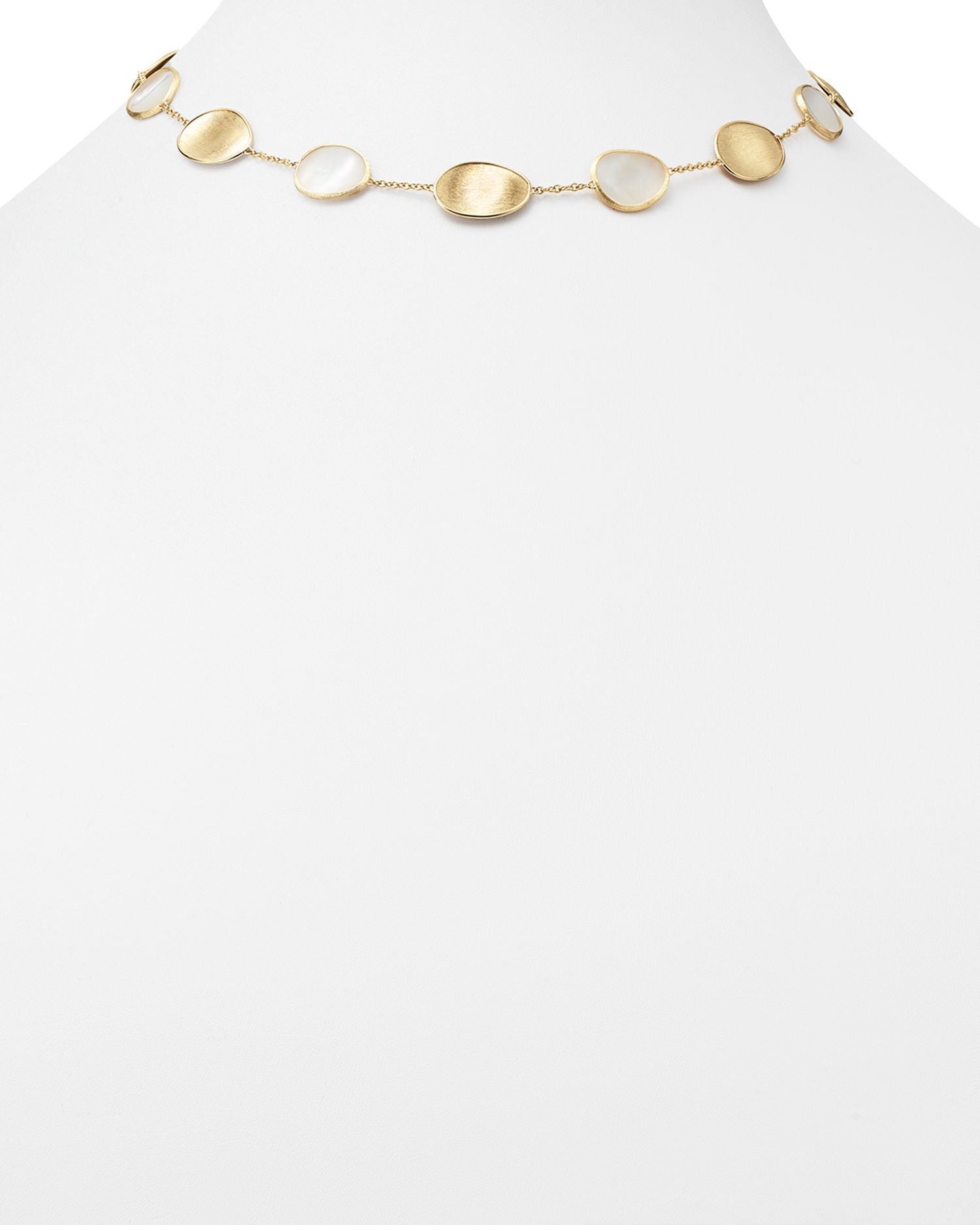 18K Yellow Gold Lunaria Mother-of-Pearl Collar Necklace, 16"