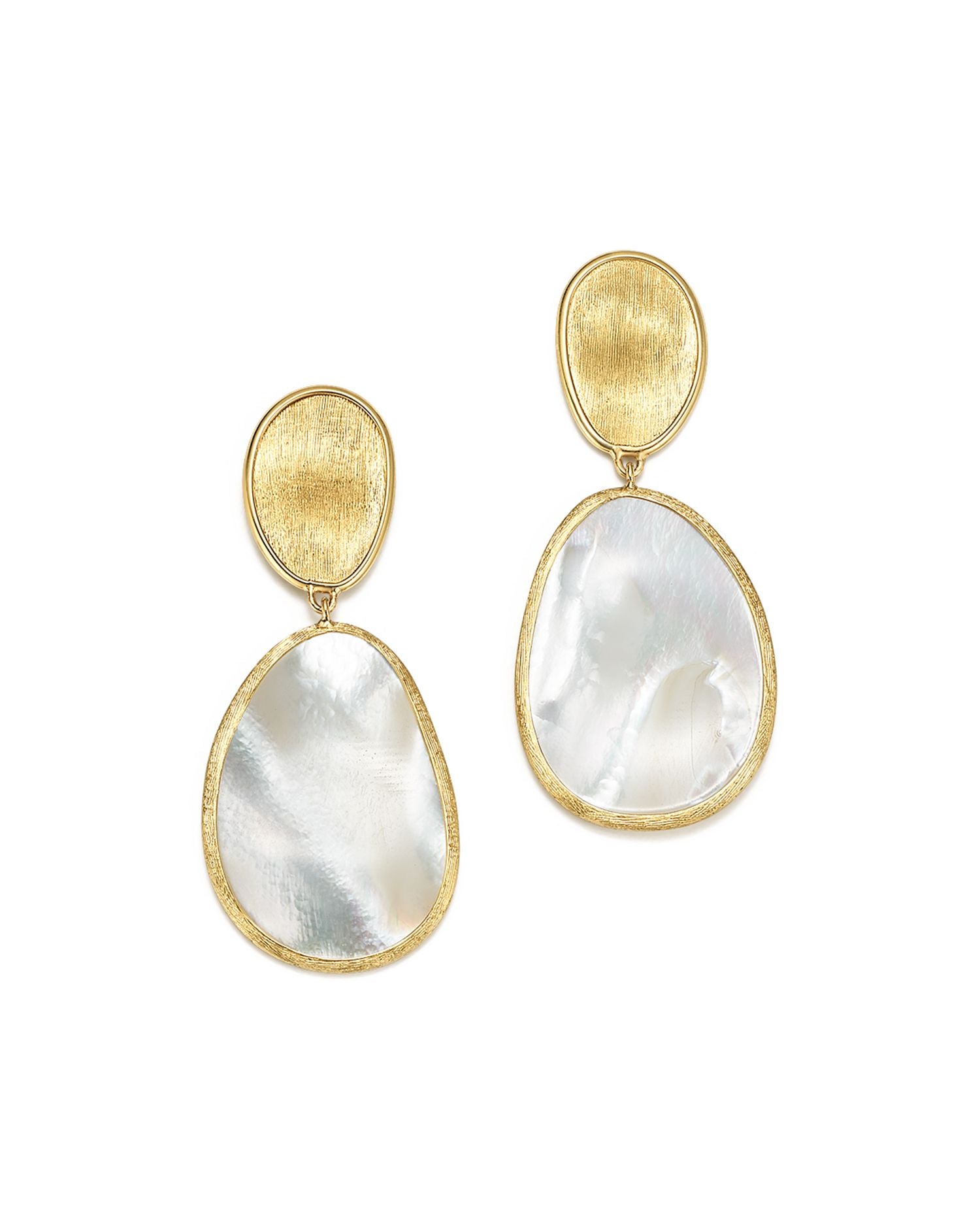 18K Yellow Gold Lunaria Mother-of-Pearl Two-Drop Earrings