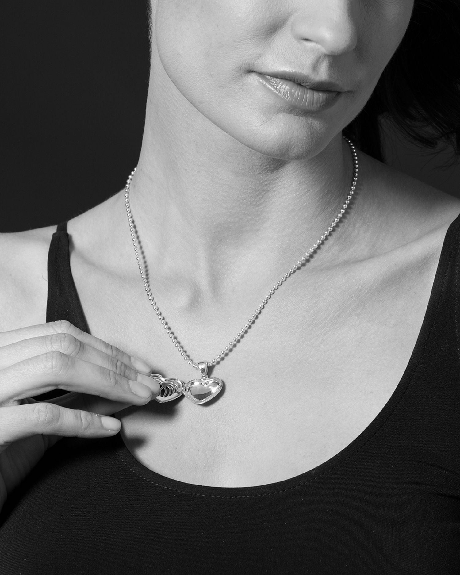 Sterling Silver Signature Caviar Fluted Heart Pendant Chain Necklace, 16'