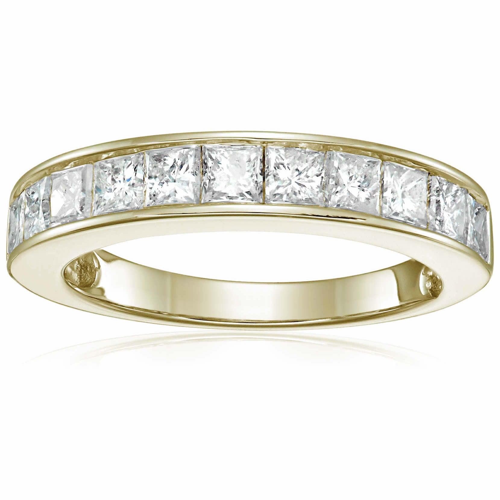 1.50 Cttw Diamond Wedding Band For Women Princess Cut Diamond Wedding Band In 14K Yellow Gold Channel Set