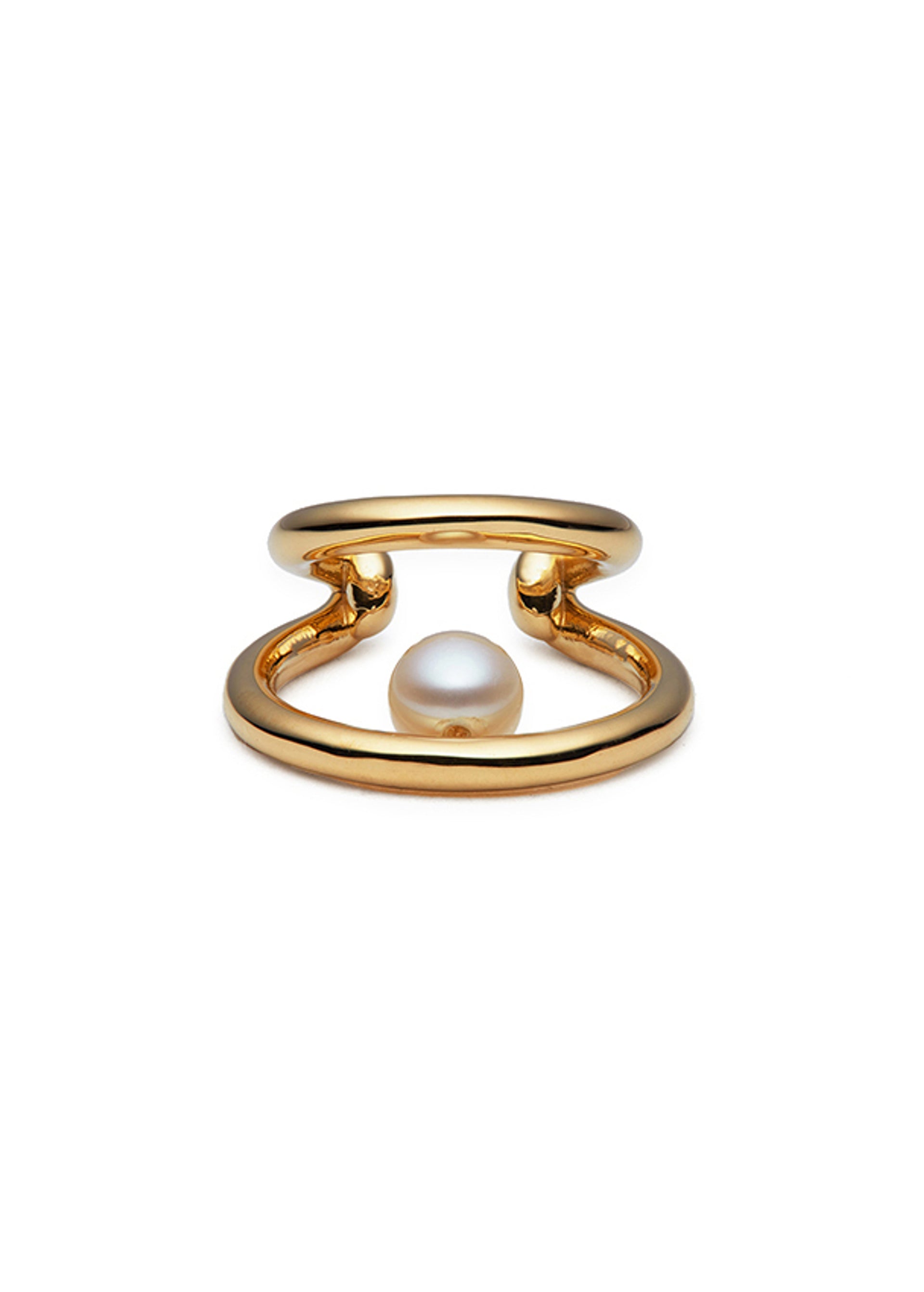 Double Pearl 14kt gold vermeil ear cuff